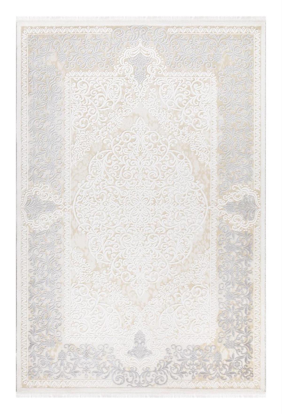 İpek Mekik Halı Gaspara 14959 Mavi 11 mm Viskon Yıkanabilir Orta Kaymaz Pamuk Taban Dikdörtgen Makine Dokuma Antre-Çocuk Odası-Salon-Yatak Odası Halısı 120x300 cm