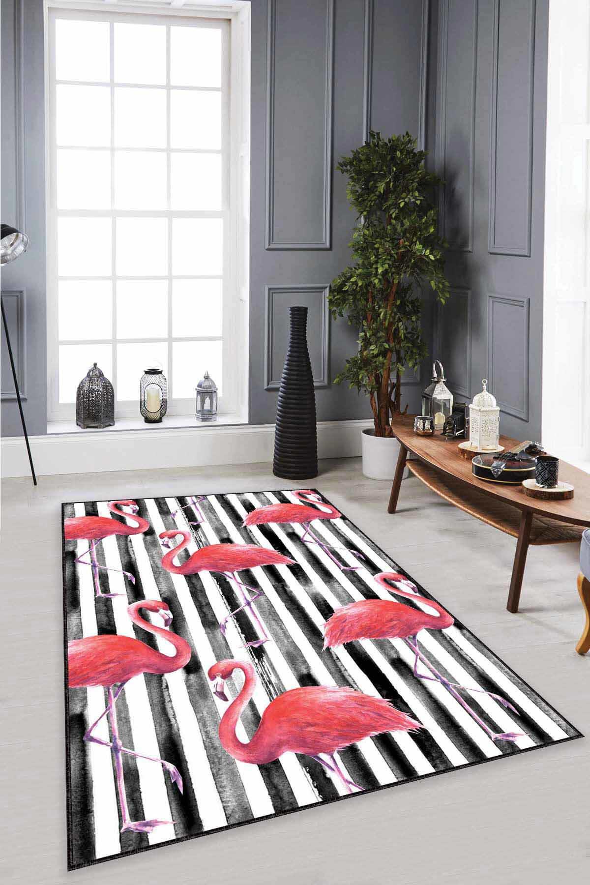 Viva Home RV347 Pembe 7 mm Mikropolyester Antibakteriyel Yıkanabilir İnce Kaymaz Dot Taban Dikdörtgen Makine Dokuma Salon Halısı 160x230 cm