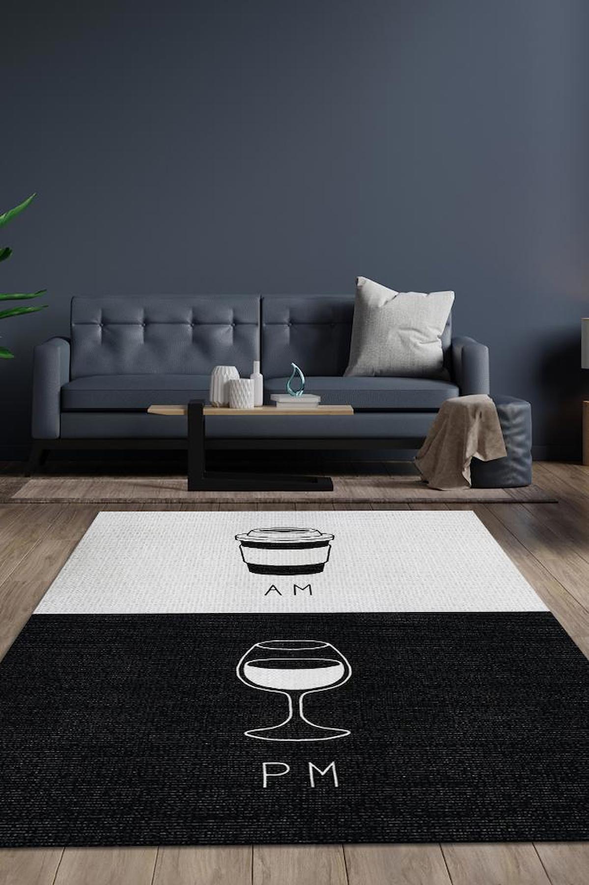 Homshtag Sabah ve Akşam Çok Renkli 4 mm Pamuk Antistatik Yıkanabilir İnce Kaymaz Dikdörtgen Makine Dokuma Salon Halısı 100x150 cm