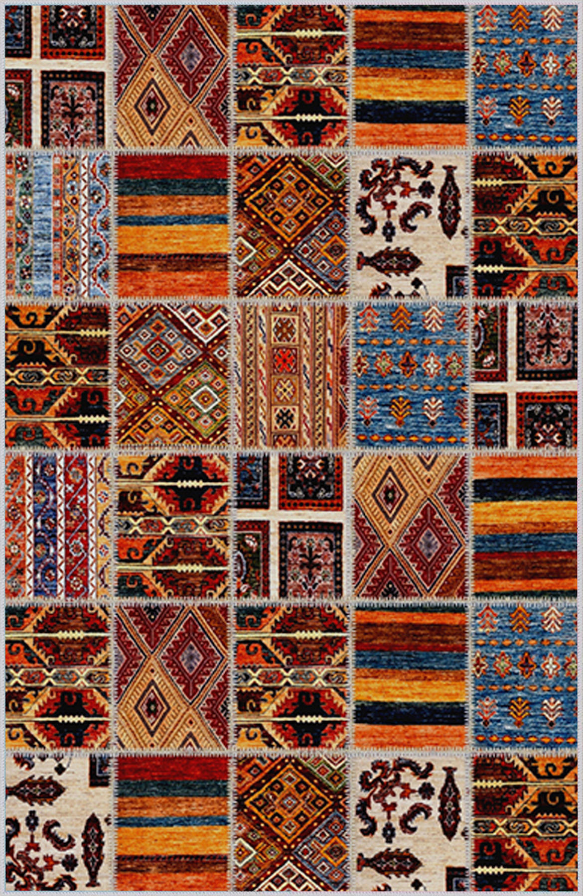 Rovigo Home RVG1530-HT1518 Çok Renkli 8 mm Polyester Antibakteriyel-Leke Tutmaz-Toz Tutmaz Yıkanabilir İnce Kaymaz Dot Taban Dikdörtgen Makine Dokuma Salon Halısı 90x150 cm