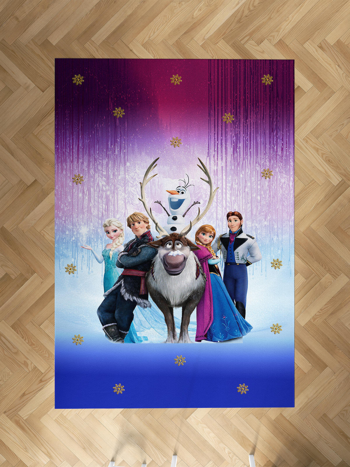 Mekta Home Frozen Çok Renkli 10 mm Antibakteriyel Yıkanabilir İnce Kaymaz Dot Taban Dikdörtgen Makine Dokuma Çocuk Odası Halısı 130x130 cm
