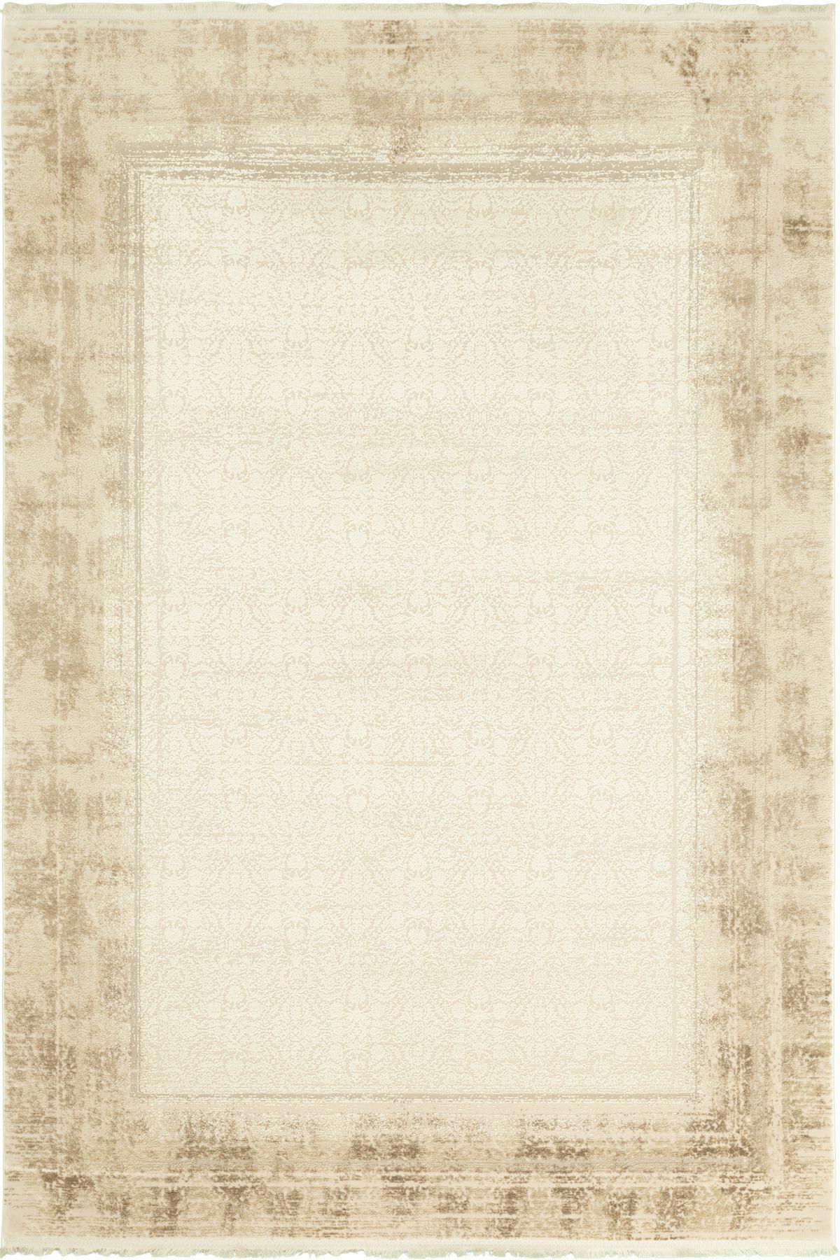 La Boutique Bianca BC03 Krem 10 mm Viskon Toz tutmaz Yıkanabilir İnce Kaymaz Dikdörtgen Makine Dokuma Salon Halısı 80x100 cm
