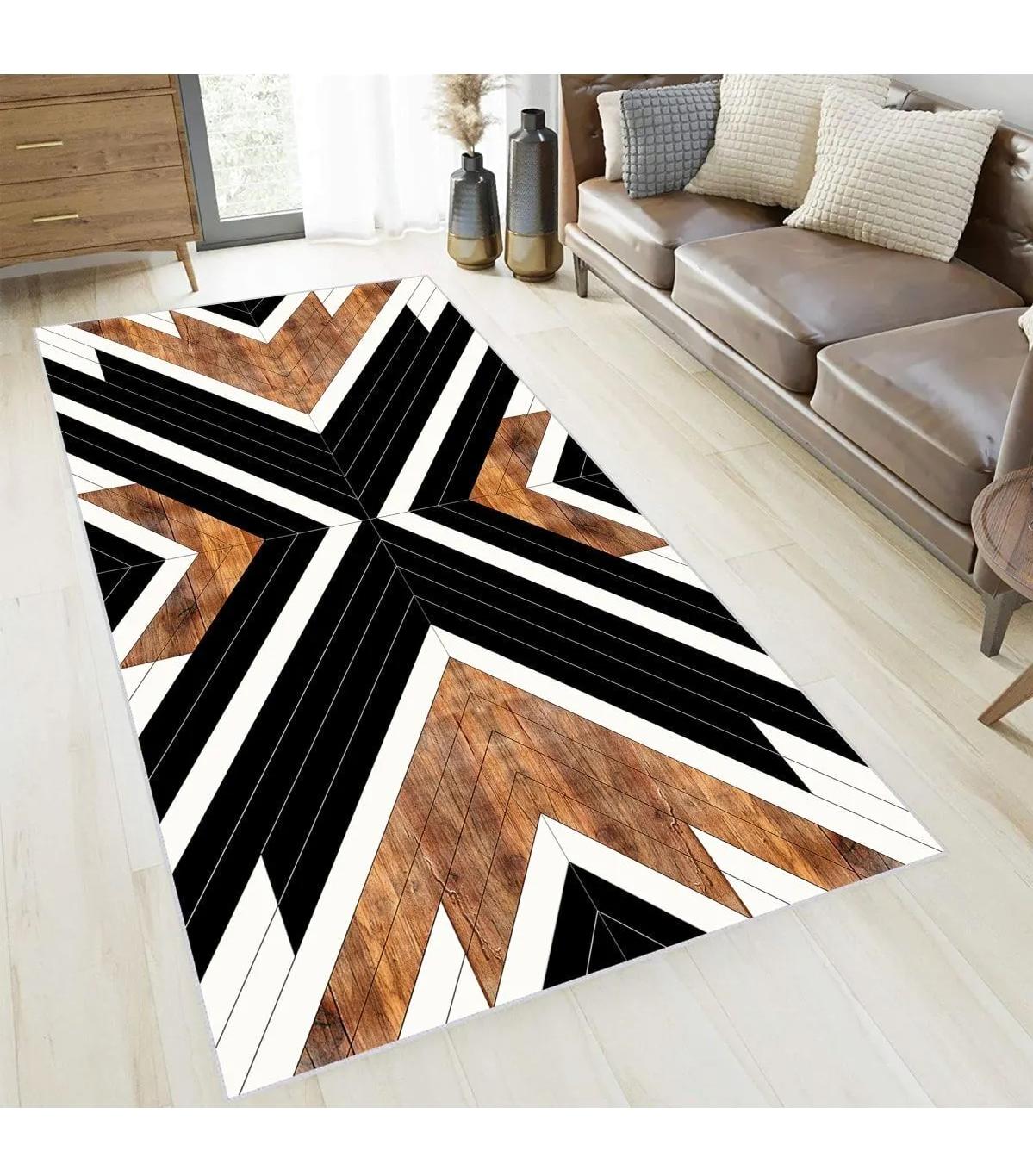 Rovigo Home RVG0644 Çok Renkli 8 mm Polyester Antibakteriyel-Leke Tutmaz-Toz Tutmaz Yıkanabilir İnce Kaymaz Dot Taban Dikdörtgen Makine Dokuma Salon Halısı 120x180 cm