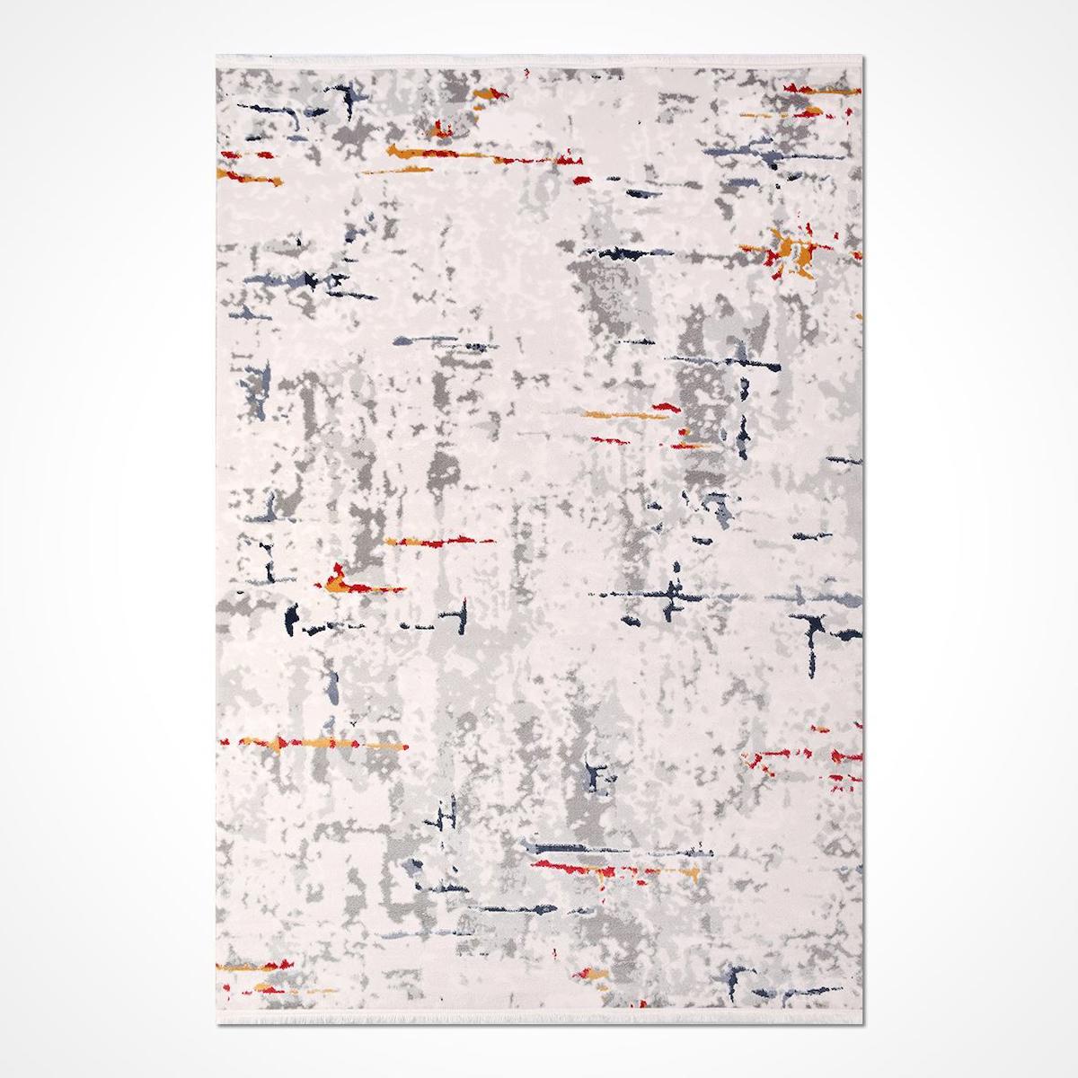 Crea Halı Londra 11551 Krem 10 mm Akrilik Toz Tutmaz Yıkanabilir Orta Soyut Temalı Dikdörtgen Makine Dokuma Salon Halısı 160x400 cm