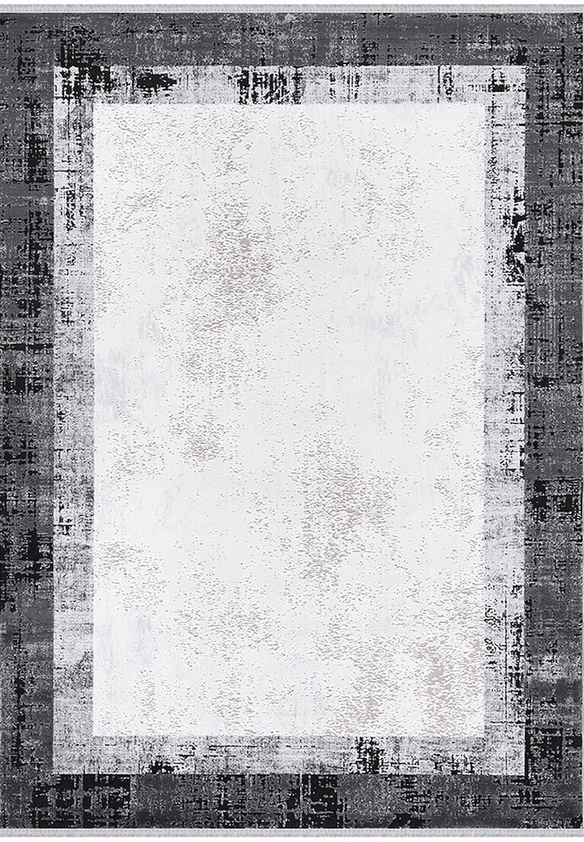 İpek Home Roxanne 17107 Gri 8 mm Akrilik Yıkanabilir İnce Kaymaz Pamuk Taban Dikdörtgen Makine Dokuma Antre-Çocuk Odası-Salon-Yatak Odası Halısı 100x200 cm