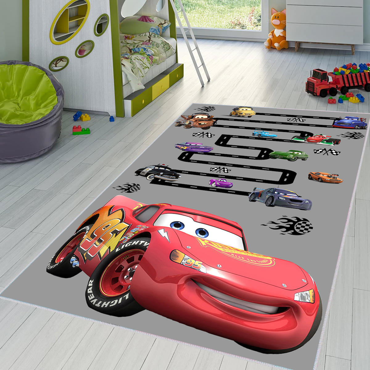 Rovigo Home RVG4020 Kırmızı 8 mm Polyester Yıkanabilir Orta Kaymaz Dot Taban Dikdörtgen Makine Dokuma Çocuk Odası Halısı 160x230 cm