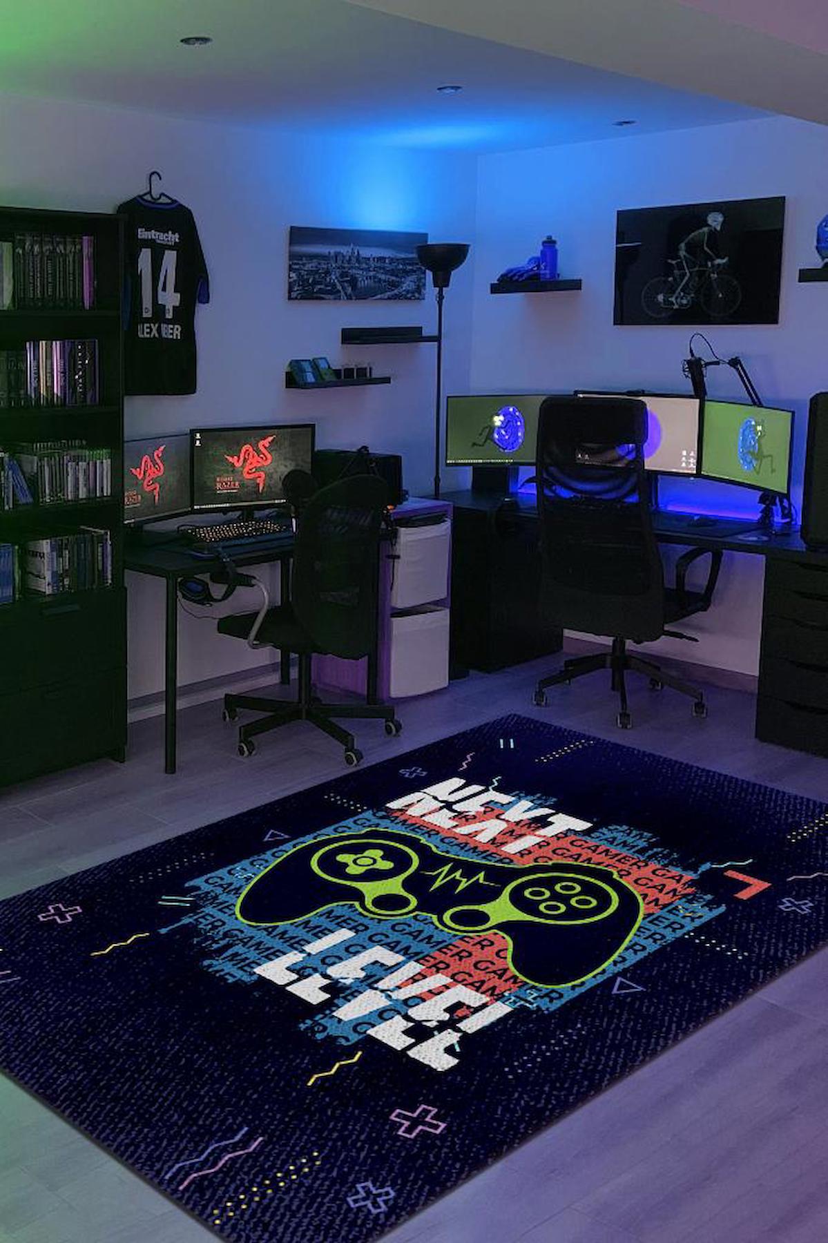 Homshtag Next Level Siyah 4 mm Pamuk Antistatik Yıkanabilir İnce Kaymaz Dikdörtgen Makine Dokuma Genç Odası Halısı 100x150 cm