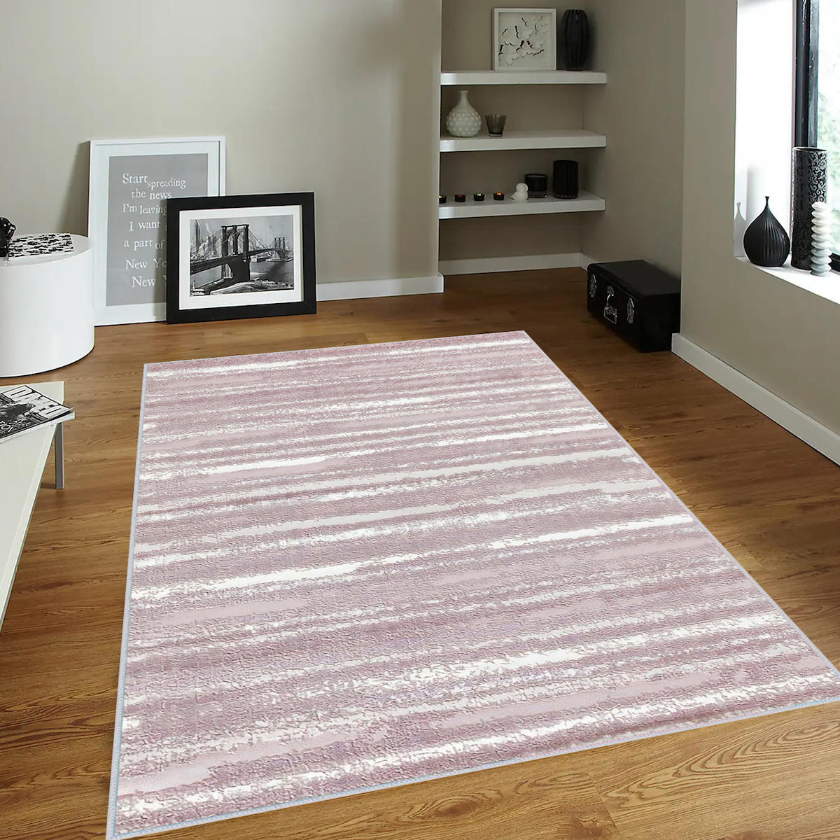 Rovigo Home RVG0360 Çok Renkli 8 mm Polyester Leke Tutmaz-Toz Tutmaz Yıkanabilir İnce Kaymaz Dot Taban Dikdörtgen Makine Dokuma Salon Halısı 80x150 cm