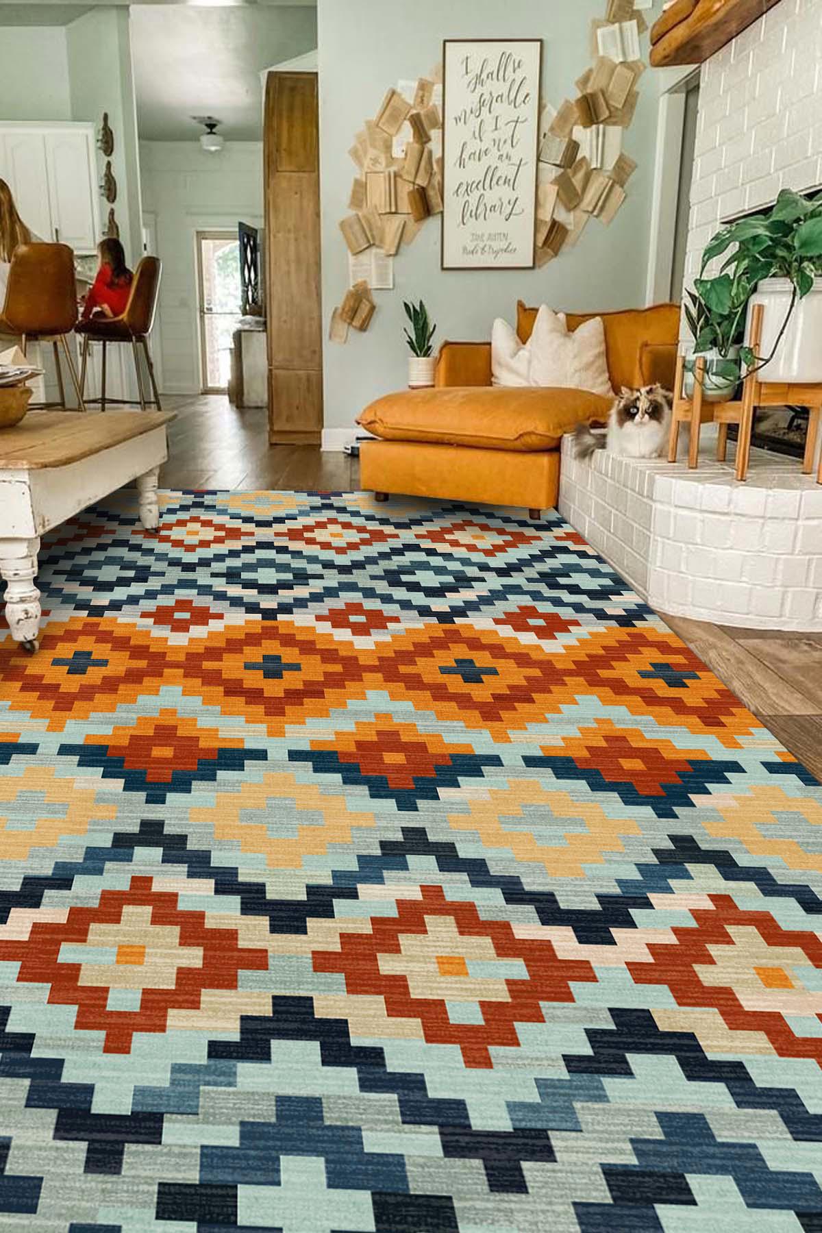 Aida Home Gayane Krem 0.5 mm Pamuk Antibakteriyel Yıkanabilir Kaymaz Dikdörtgen Makine Dokuma Salon Halısı 200x290 cm