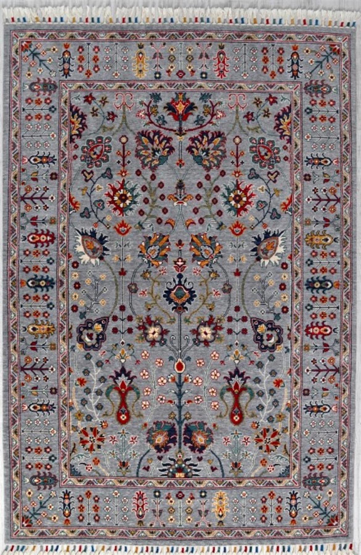 Çam Halı Sultani 805 Gri 14 mm Yün Silinebilir Yıkanabilir Orta Dikdörtgen El Dokuması Salon Halısı 80x120 cm