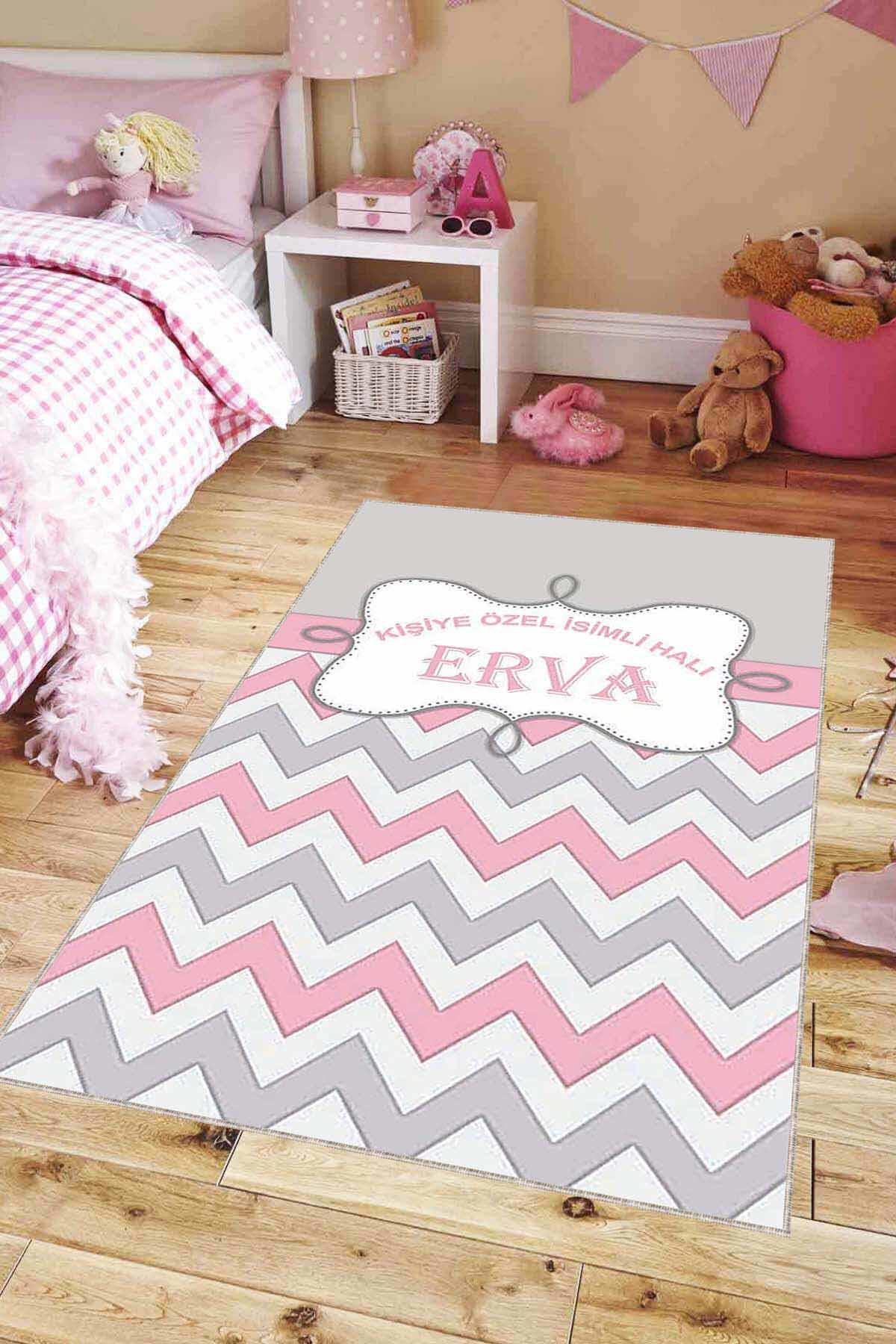Viva Home KD11 Pembe 7 mm Mikropolyester Leke Tutmaz Yıkanabilir İnce Kaymaz Dot Taban Dikdörtgen Makine Dokuma Çocuk Odası Halısı 100x200 cm