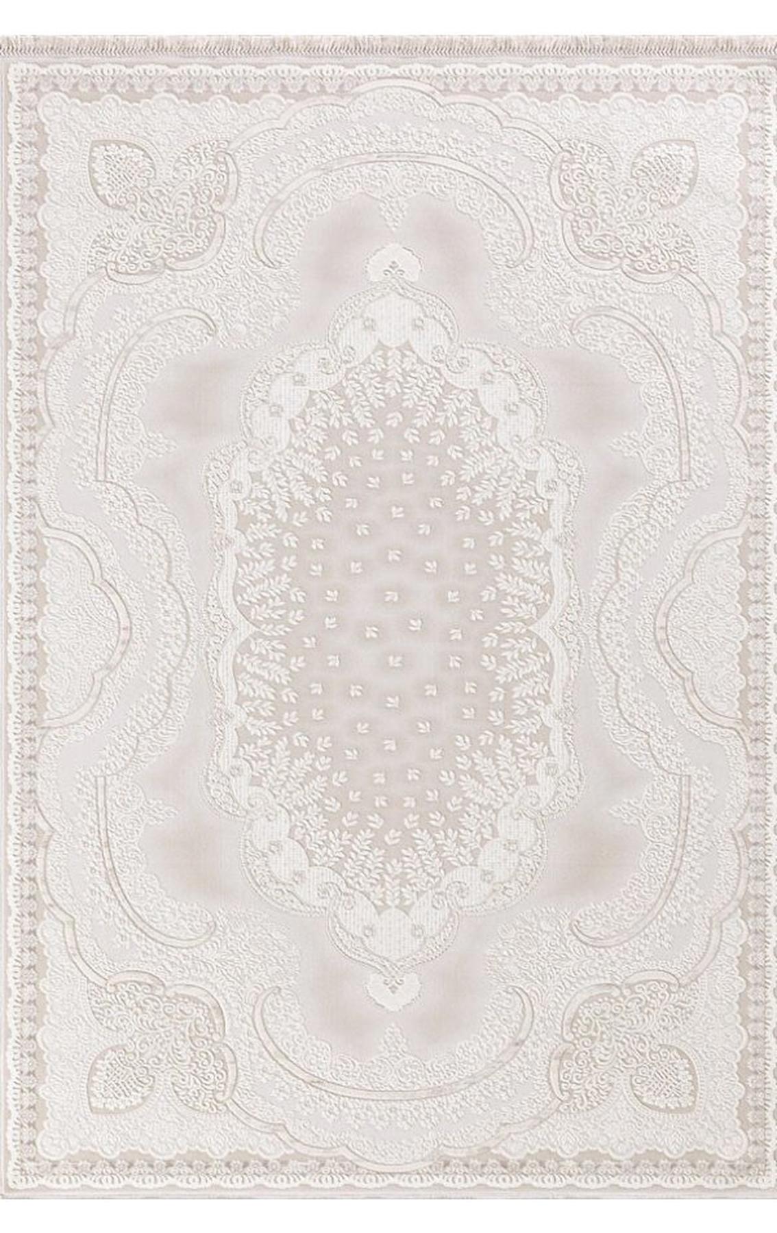 Merinos Rodin 19777 Krem 11 mm Akrilik Toz Tutmaz Yıkanabilir Kalın Kaymaz Dikdörtgen Makine Dokuma Salon Halısı 160x230 cm