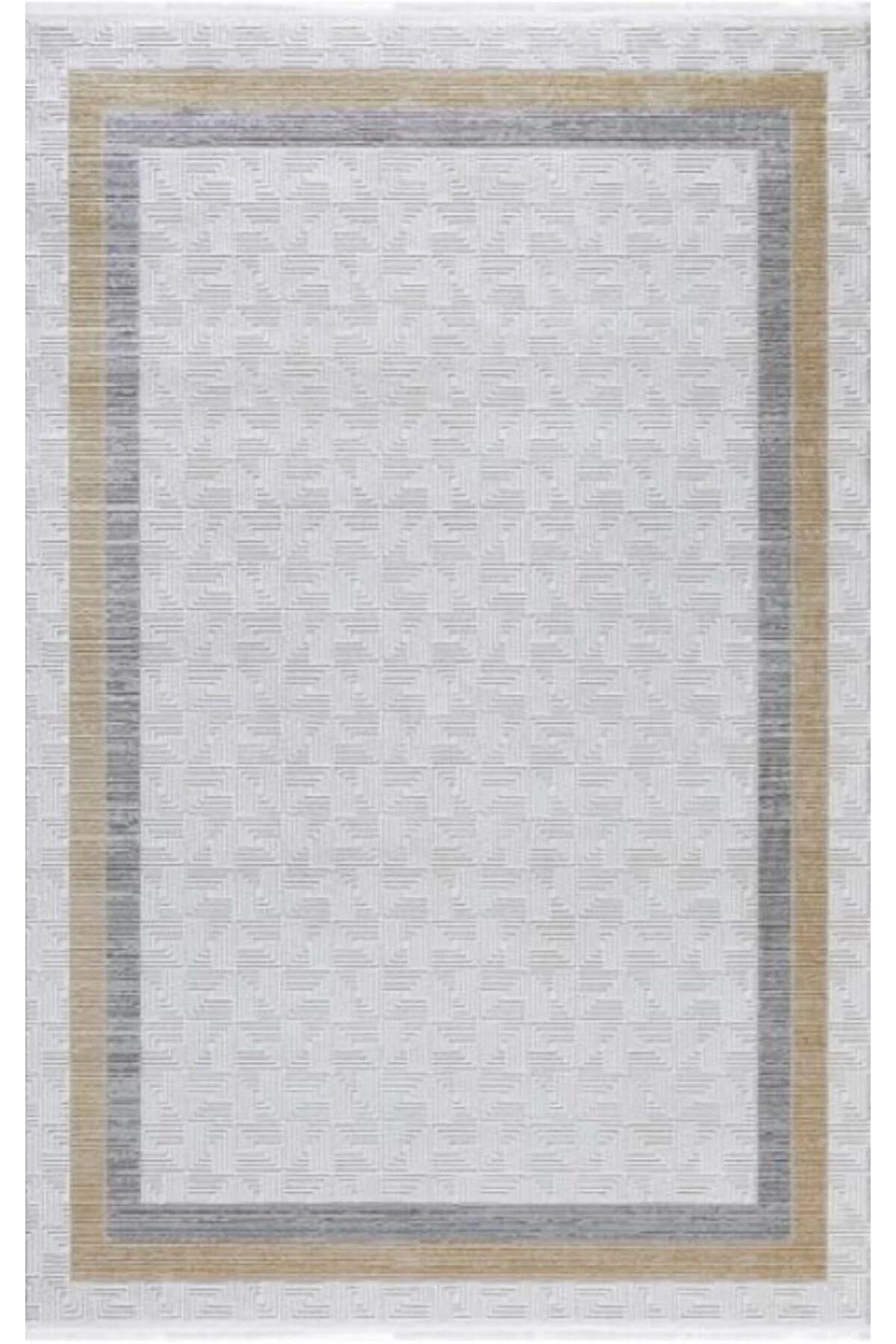 Padişah Sümela 67013 Krem 9 mm Akrilik Yıkanabilir İnce Dikdörtgen Makine Dokuma Salon Halısı 80x120 cm