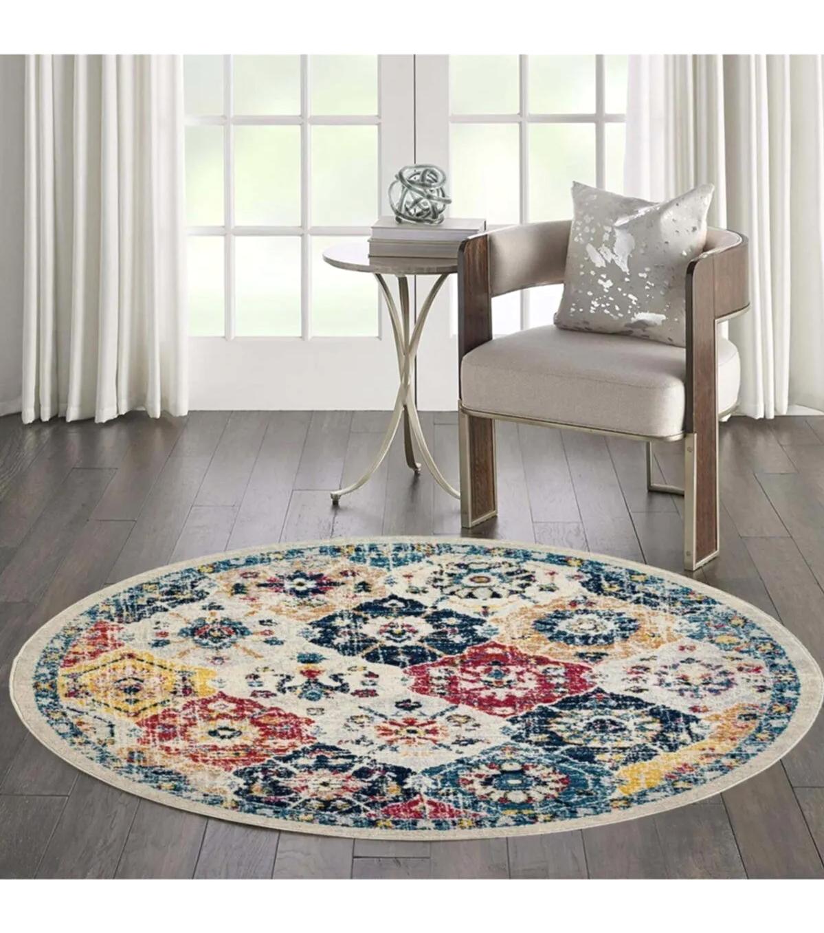 Rovigo Home RVG7046 Çok Renkli 8 mm Polyester Antibakteriyel-Leke Tutmaz-Toz Tutmaz Yıkanabilir İnce Kaymaz Dot Taban Yuvarlak Makine Dokuma Salon Halısı 100x300 cm