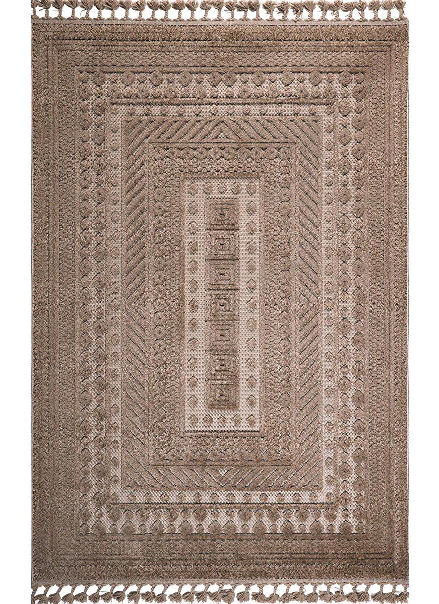Gümüşsuyu Deco Alvin 12621 Bej 10 mm Polyester Yıkanabilir İnce Kaymaz Dikdörtgen Makine Dokuma Salon Halısı 75x150 cm