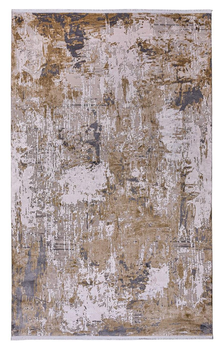 Kreasyon Halı Biblos 9301 Vizon 8 mm Akrilik Toz tutmaz Yıkanabilir İnce Kaymaz Pamuk Taban Dikdörtgen Makine Dokuma Salon Halısı 80x150 cm