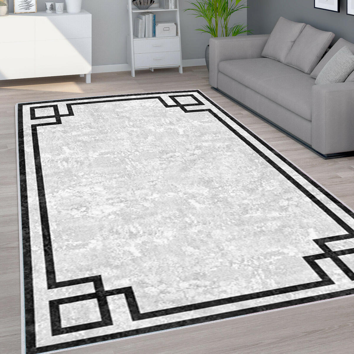 Rovigo Home RVG1573-HT363 Gri 8 mm Polyester Antibakteriyel-Leke Tutmaz-Toz Tutmaz Yıkanabilir İnce Kaymaz Dot Taban Dikdörtgen Makine Dokuma Salon Halısı 50x80 cm