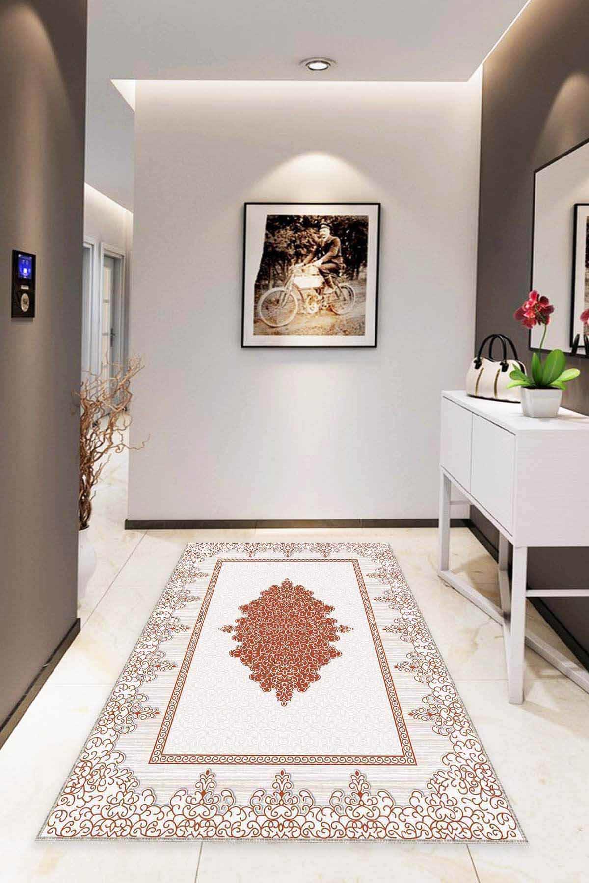Viva Home MK71 Çok Renkli 7 mm Mikropolyester Yıkanabilir İnce Kaymaz Taban Dikdörtgen Makine Dokuma Salon Halısı 140x200 cm