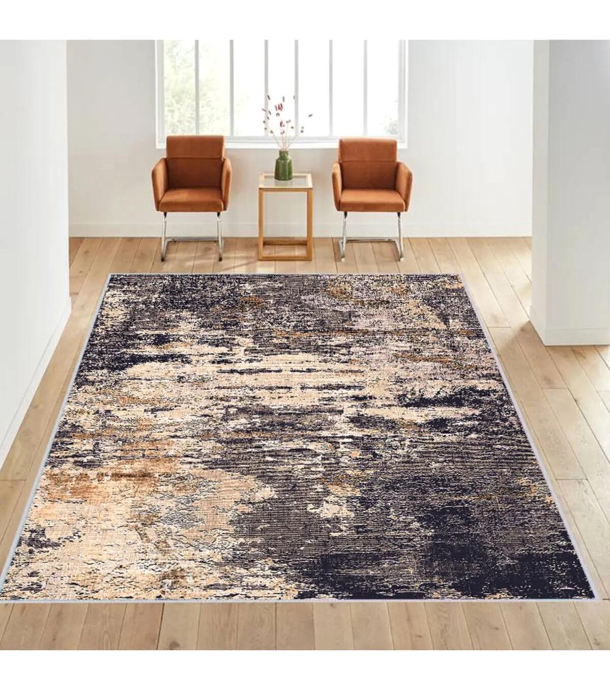 Rovigo Home RVG1649 Çok Renkli 8 mm Polyester Antibakteriyel-Leke Tutmaz-Toz Tutmaz Yıkanabilir İnce Kaymaz Dot Taban Dikdörtgen Makine Dokuma Salon Halısı 160x230 cm