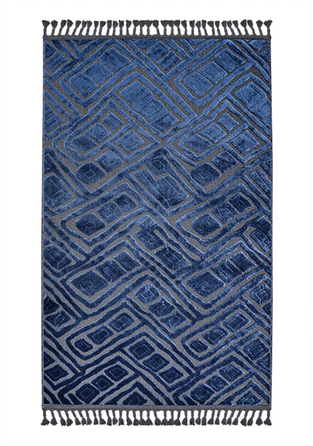 Kreasyon Halı Rönesans 9209 Mavi 3 mm Akrilik Yıkanabilir İnce Kaymaz Dikdörtgen Makine Dokuma Salon Halısı 80x150 cm