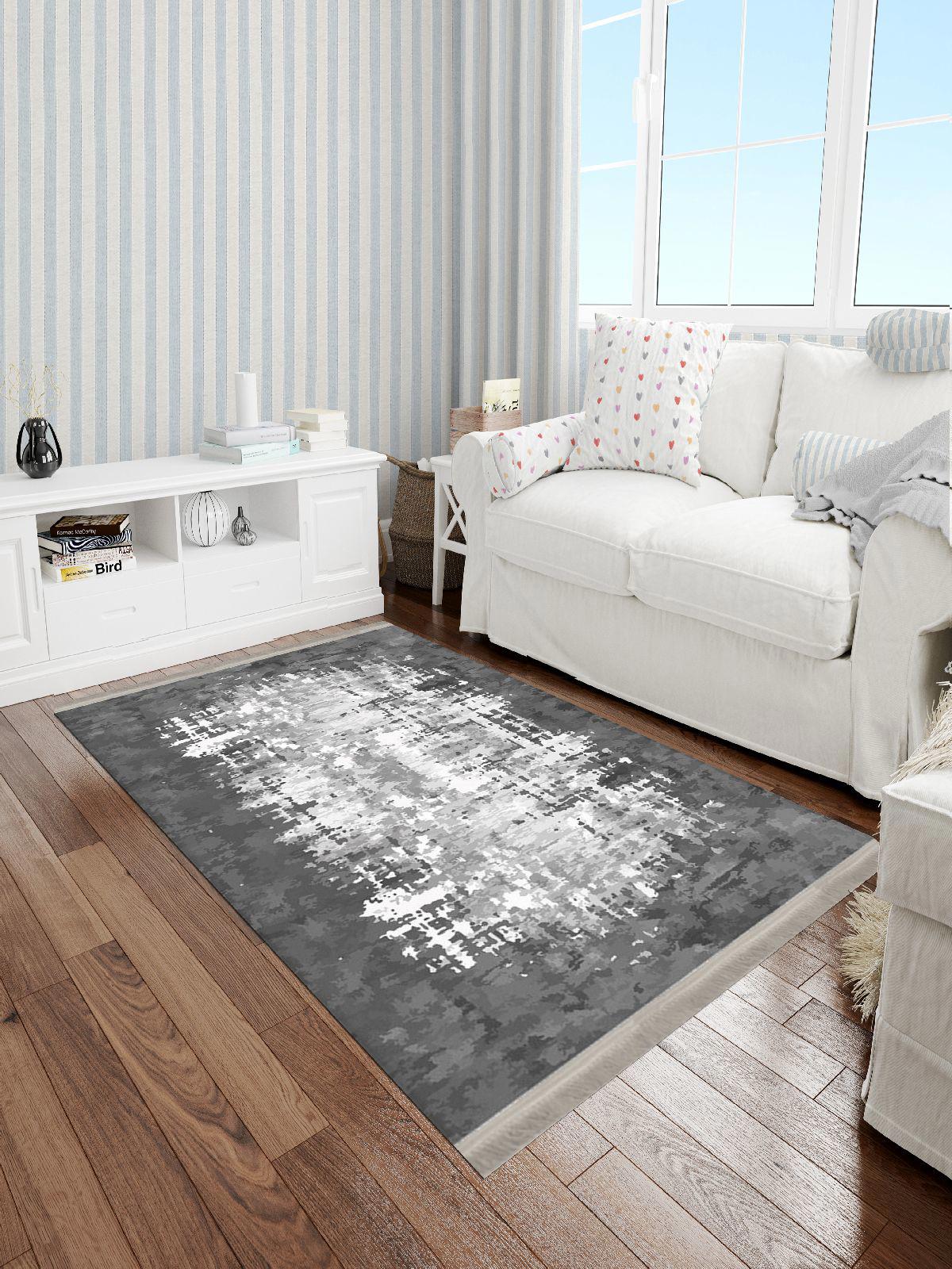 Enbe Collection E-DK5080A Krem 5 mm Pamuk Antibakteriyel Yıkanabilir Orta Kaymaz Dot Taban Dikdörtgen Makine Dokuma Oturma Odası Halısı 150x150 cm