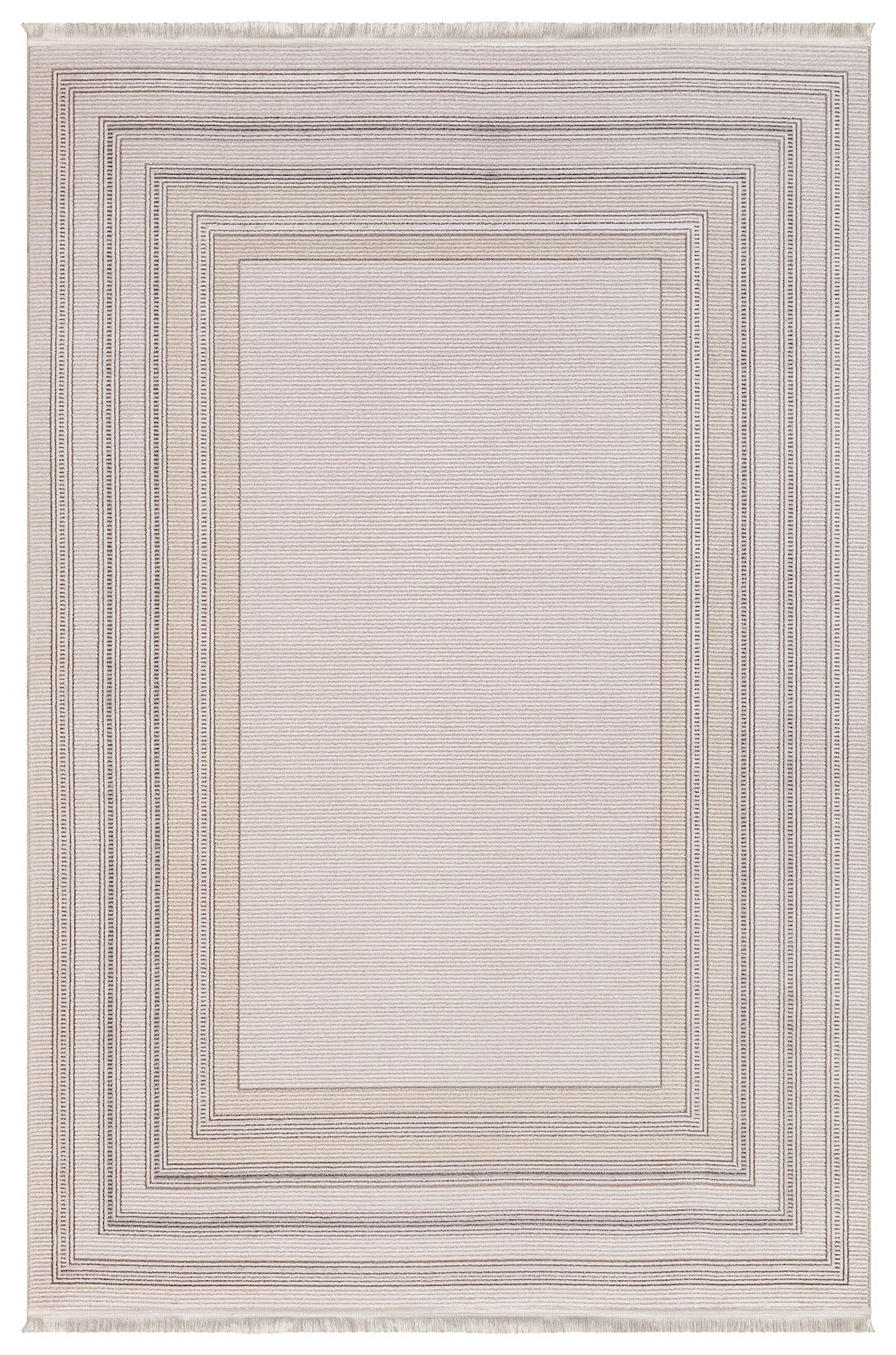 İpek Mekik Halı Kazaz 2302A Krem 8 mm Akrilik Yıkanabilir Orta Kaymaz Pamuk Taban Geometrik Dikdörtgen Makine Dokuma Antre-Çocuk Odası-Salon-Yatak Odası Halısı 80x150 cm