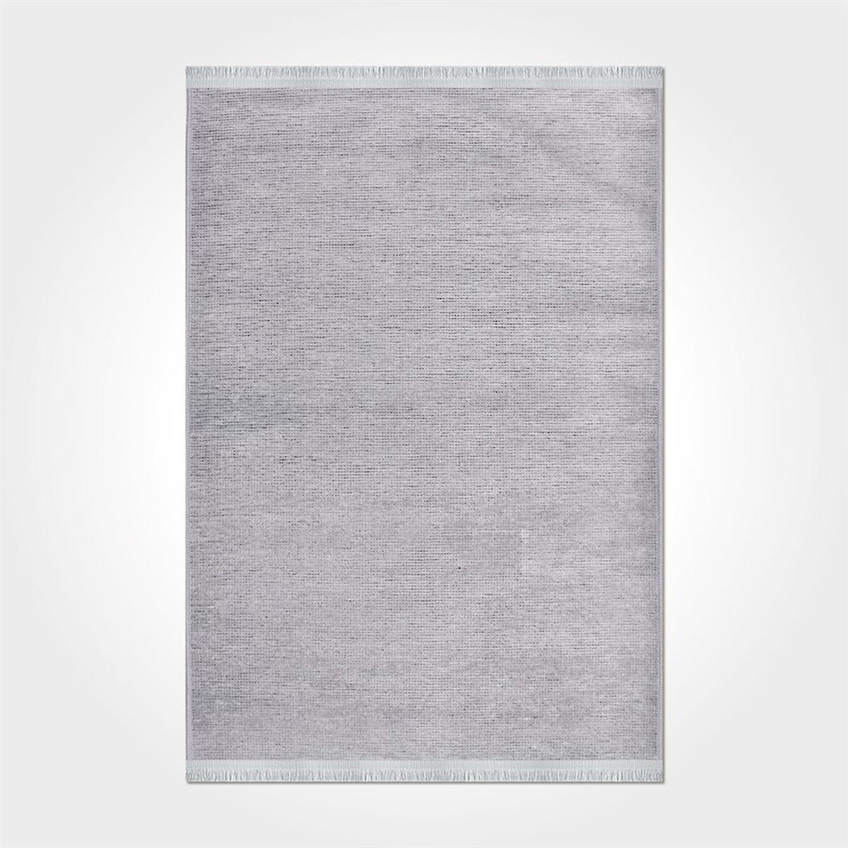 Crea Halı Azade 8205S Gri 7 mm Pamuk-Polyester Antibakteriyel Yıkanabilir Orta Kaymaz Lateks Taban Dikdörtgen Makine Dokuma Salon Halısı 160x235 cm
