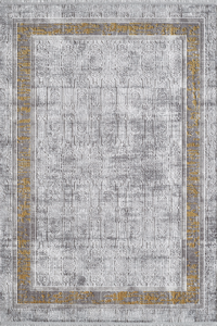 Royal Halı Nova NQ07A Füme - Sarı 8 mm Akrilik Toz Tutmaz Yıkanabilir Kalın Kaymaz Lateks Taban Dikdörtgen Makine Dokuma Salon Halısı 200x200 cm