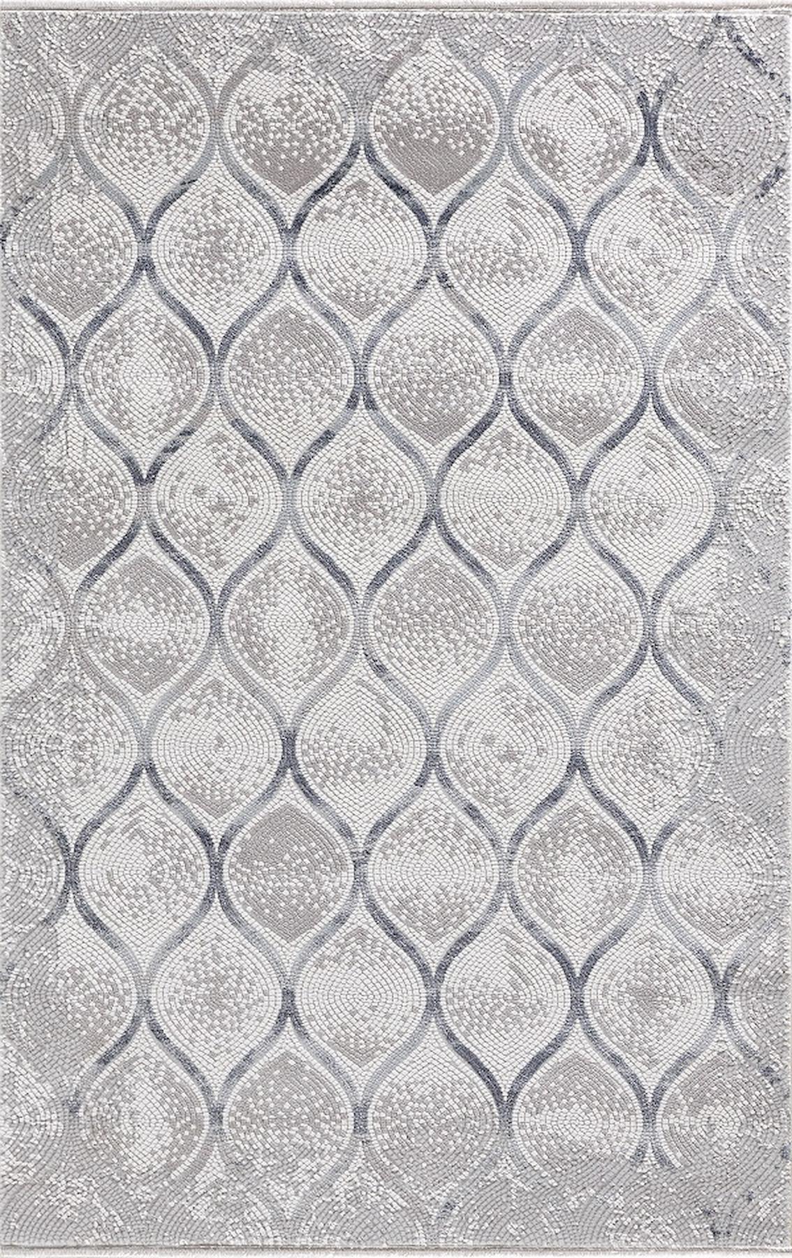 Merinos Therapy 19111 Krem - Mavi 12 mm Viskon Yumuşak Yıkanabilir kalın Kaymaz Dot Taban Dikdörtgen Makine Dokuma Salon Halısı 100x300 cm