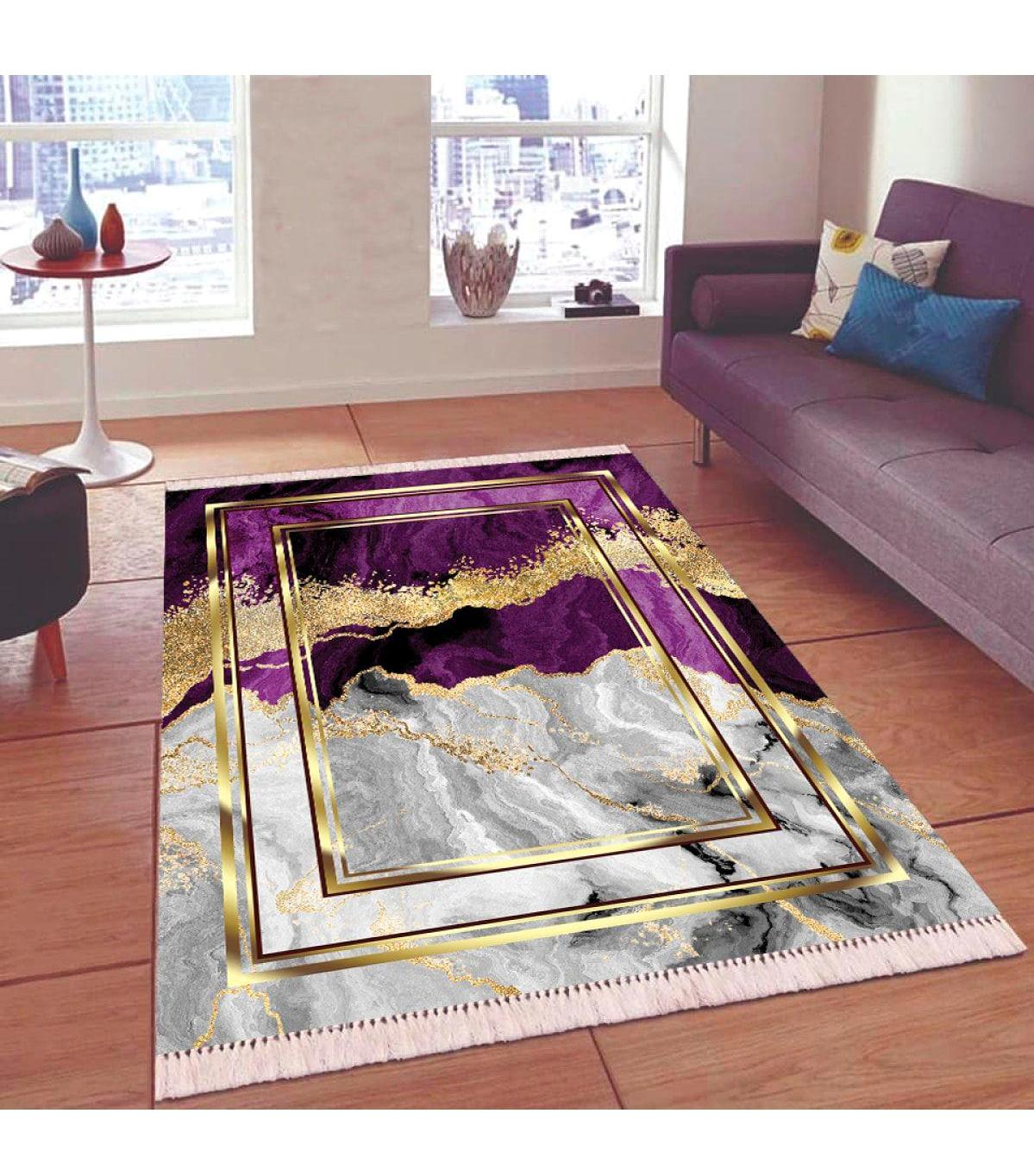 Aldora B-1126 Çok Renkli 9 mm Deri Antibakteriyel Yıkanabilir İnce Kaymaz Dot Taban Dikdörtgen Makine Dokuma Salon Halısı 120x120 cm