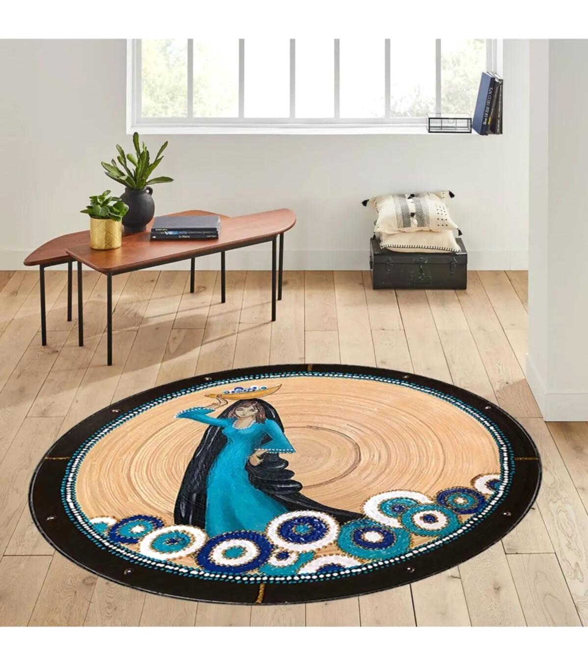 Rovigo Home RVG7025 Krem 8 mm Polyester Leke Tutmaz-Toz Tutmaz Yıkanabilir İnce Kaymaz Dot Taban Yuvarlak Makine Dokuma Salon Halısı 180x250 cm