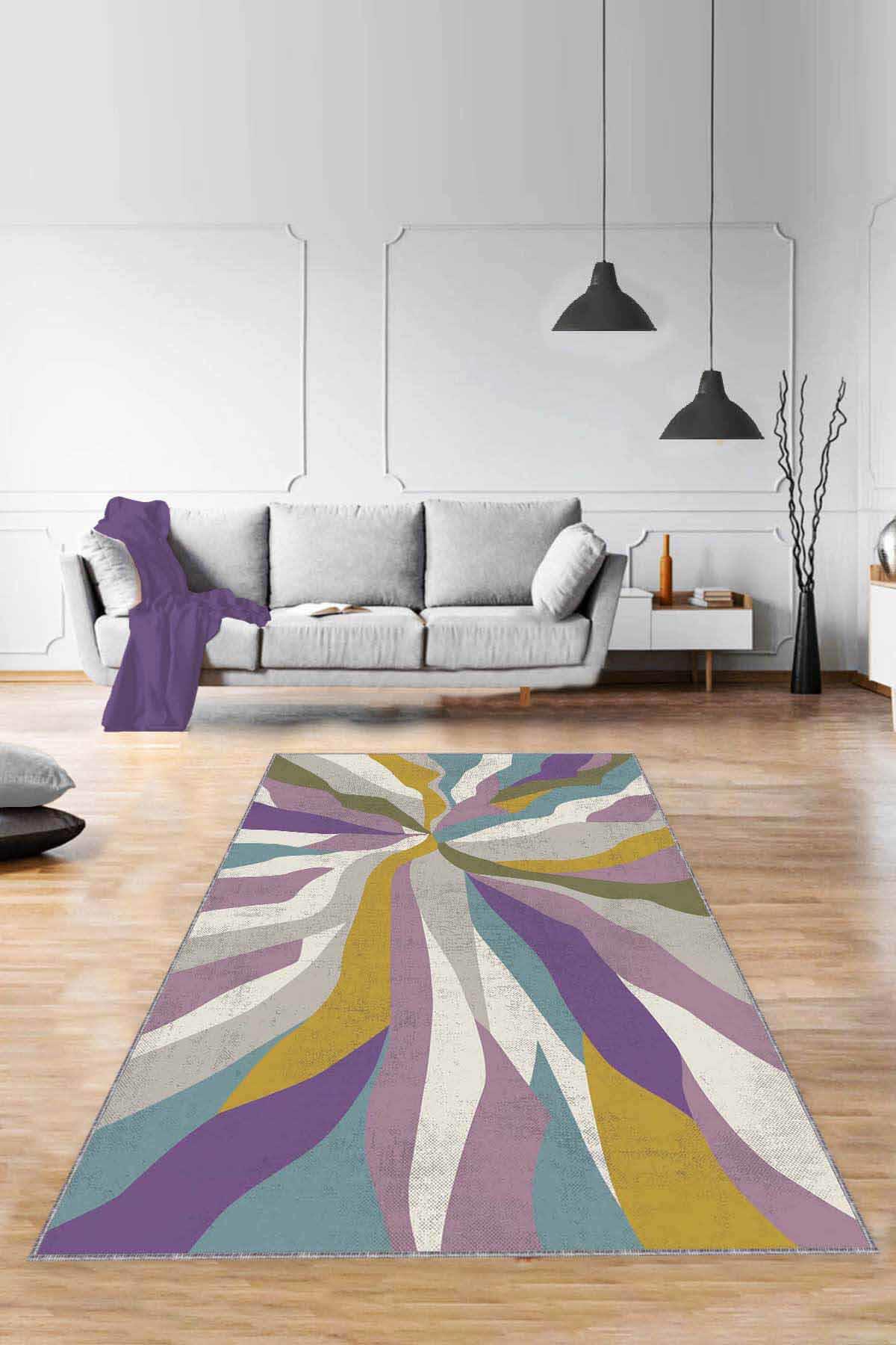 Viva Home ME004 Krem 7 mm Mikropolyester Yalıtıma Yardımcı Yıkanabilir Orta Kaymaz Dot Taban Dikdörtgen Makine Dokuma Oturma Odası Halısı 200x290 cm