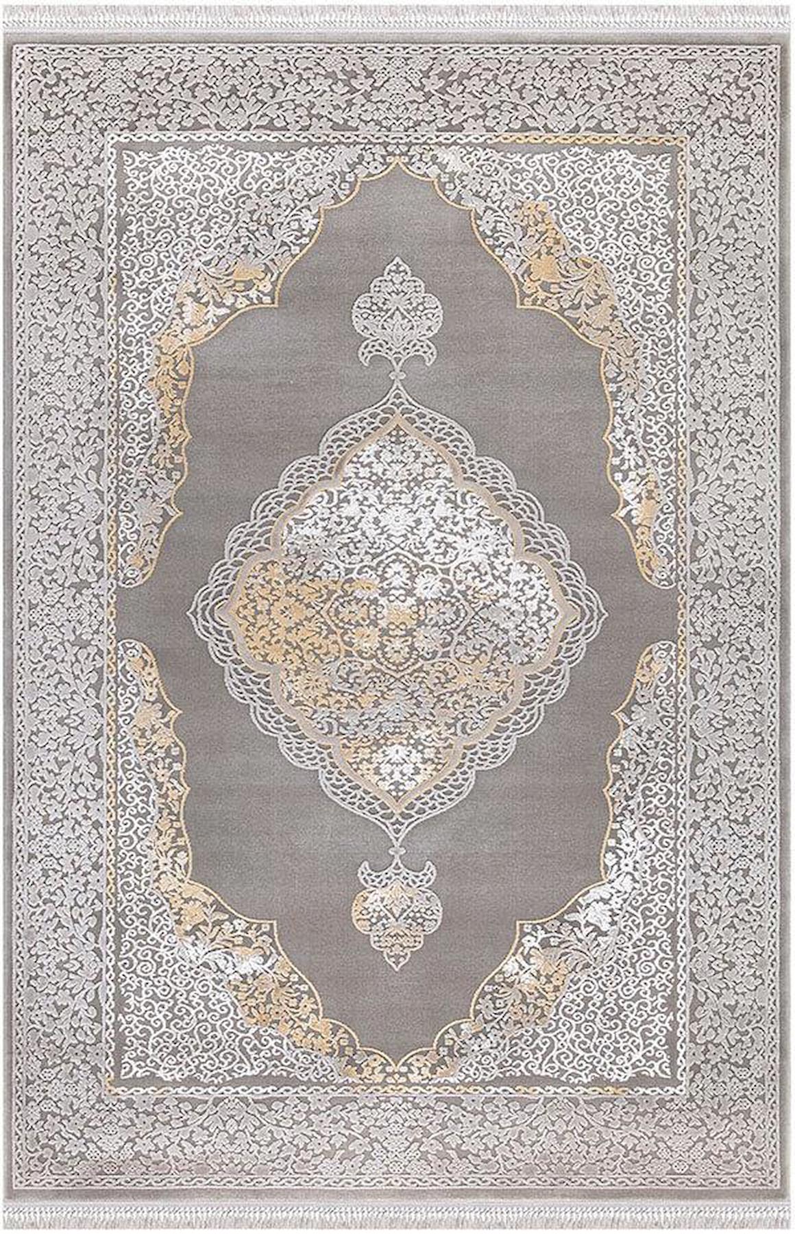 İpek Mekik Halı Blossom Füme 10 mm Bambu Yıkanabilir Orta Kaymaz Dikdörtgen Makine Dokuma Antre-Çocuk Odası-Salon-Yatak Odası Halısı 160x235 cm