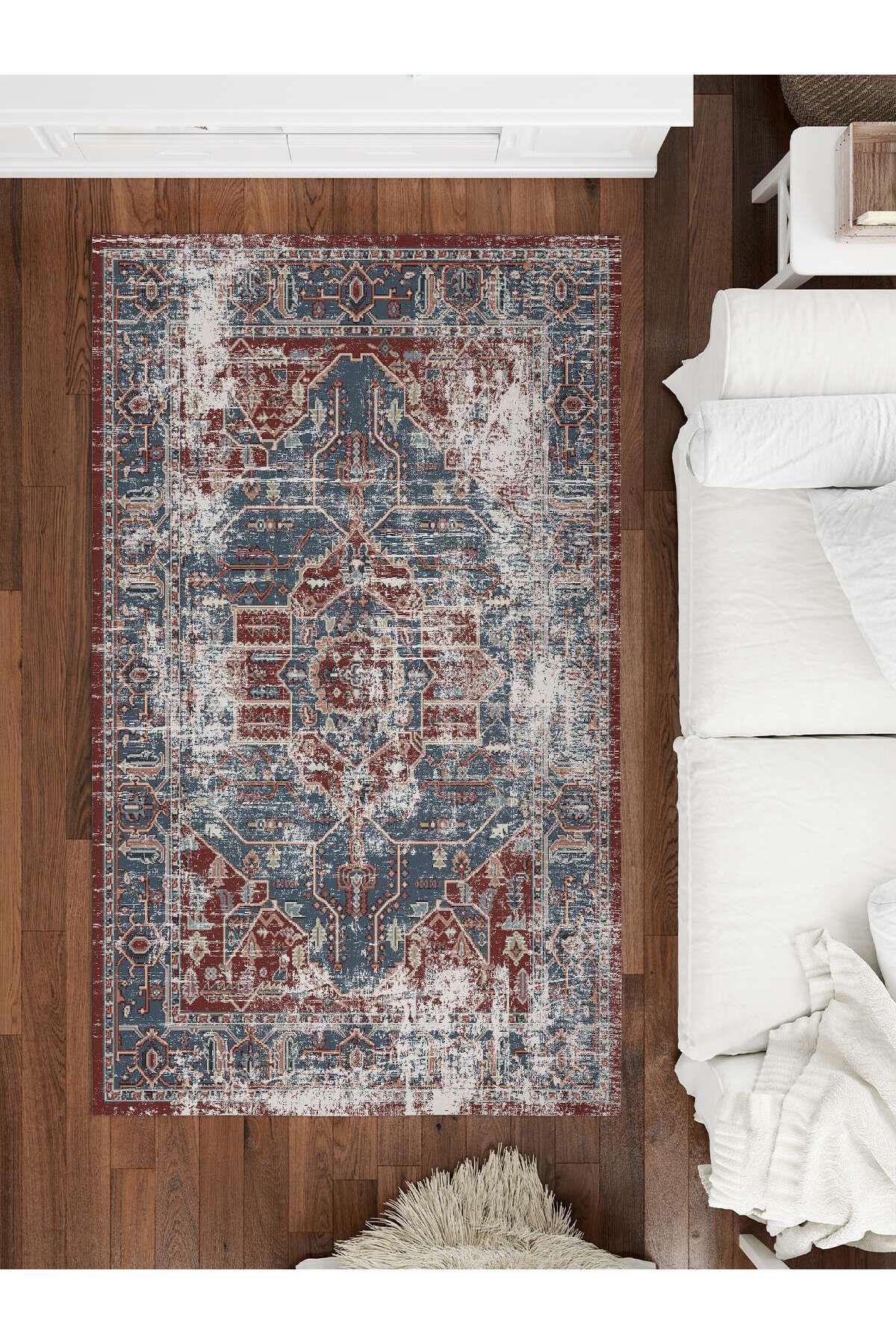 İnspira Krem 12 mm Polyester Kaymaz Taban Dikdörtgen Halı 80x150 cm
