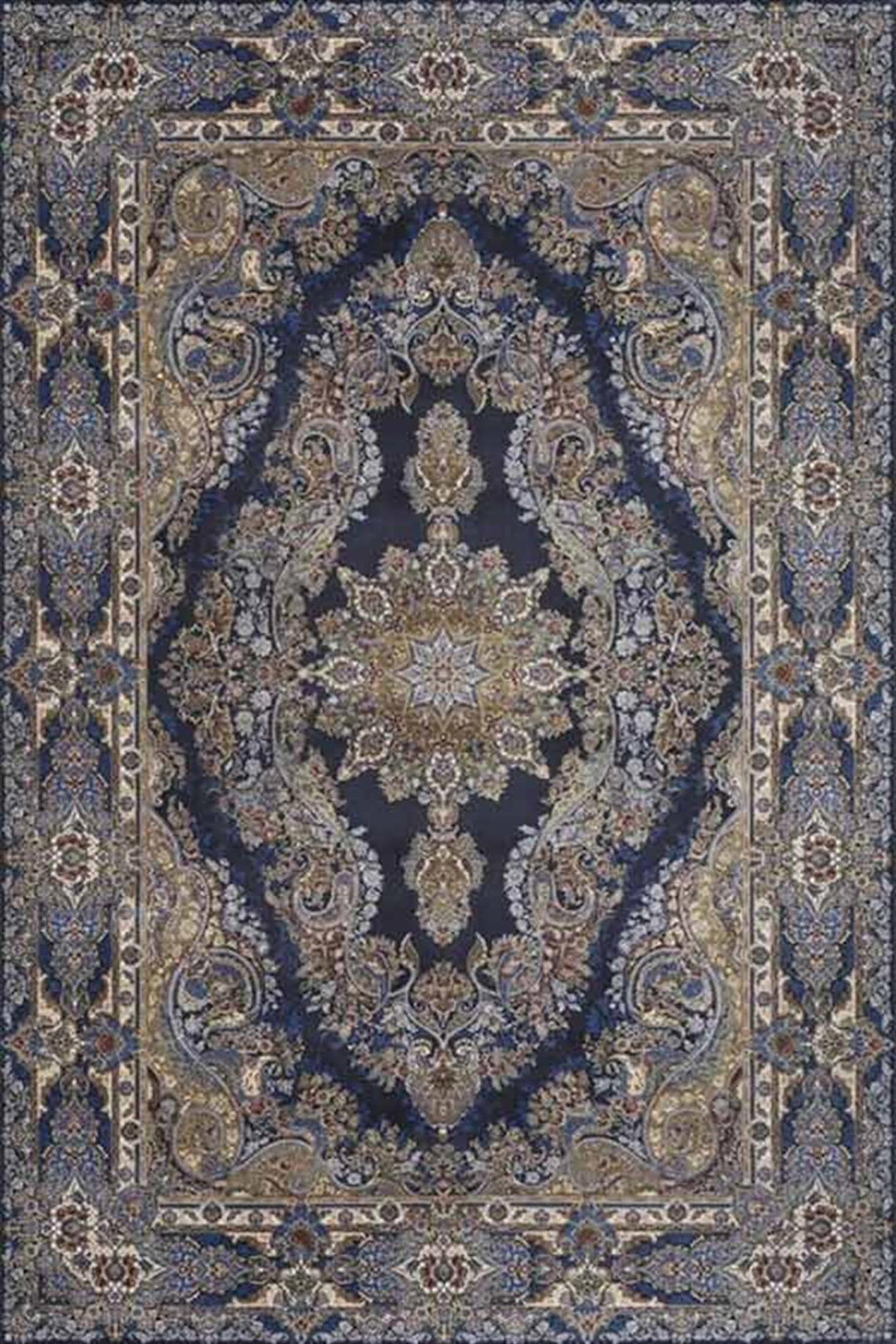 Artemis Halı Silk 5156A Lacivert 4 mm Akrilik Yıkanabilir İnce Kaymaz Jüt Taban Dikdörtgen Makine Dokuma Salon Halısı 80x150 cm