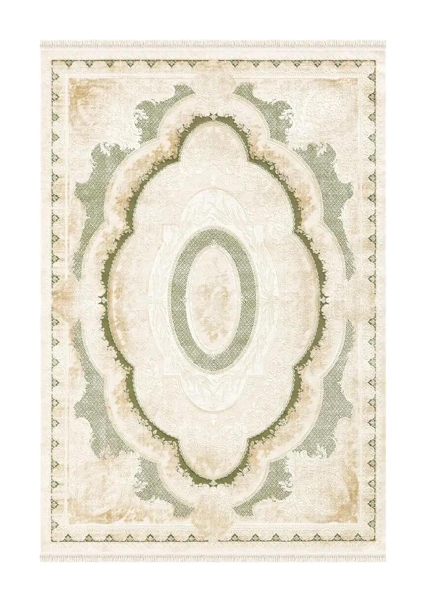 Merinos Rodin 19774 Krem Mikropolyester Yıkanabilir Kalın Kaymaz Lateks Taban Dikdörtgen Makine Dokuma Salon Halısı 120x180 cm