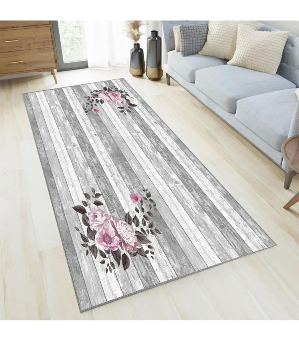 Rovigo Home RVG1117 Krem 8 mm Polyester Leke Tutmaz-Toz Tutmaz Yıkanabilir İnce Kaymaz Dot Taban Dikdörtgen Makine Dokuma Salon Halısı 180x250 cm
