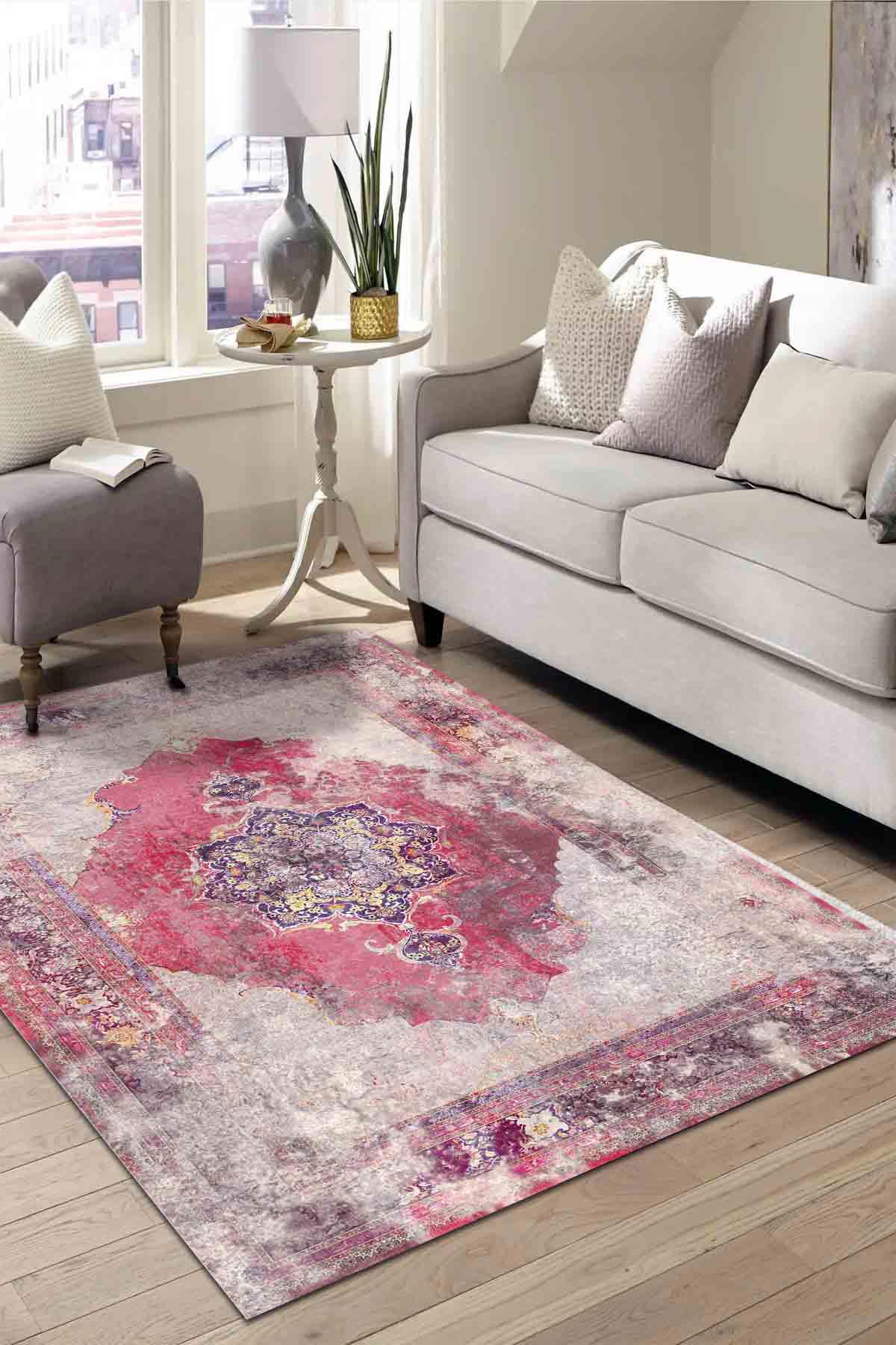 Latte Dizayn Isna Krem 0.5 mm Pamuk Antibakteriyel Yıkanabilir İnce Kaymaz Pamuk Taban Dikdörtgen Makine Dokuma Salon Halısı 60x100 cm