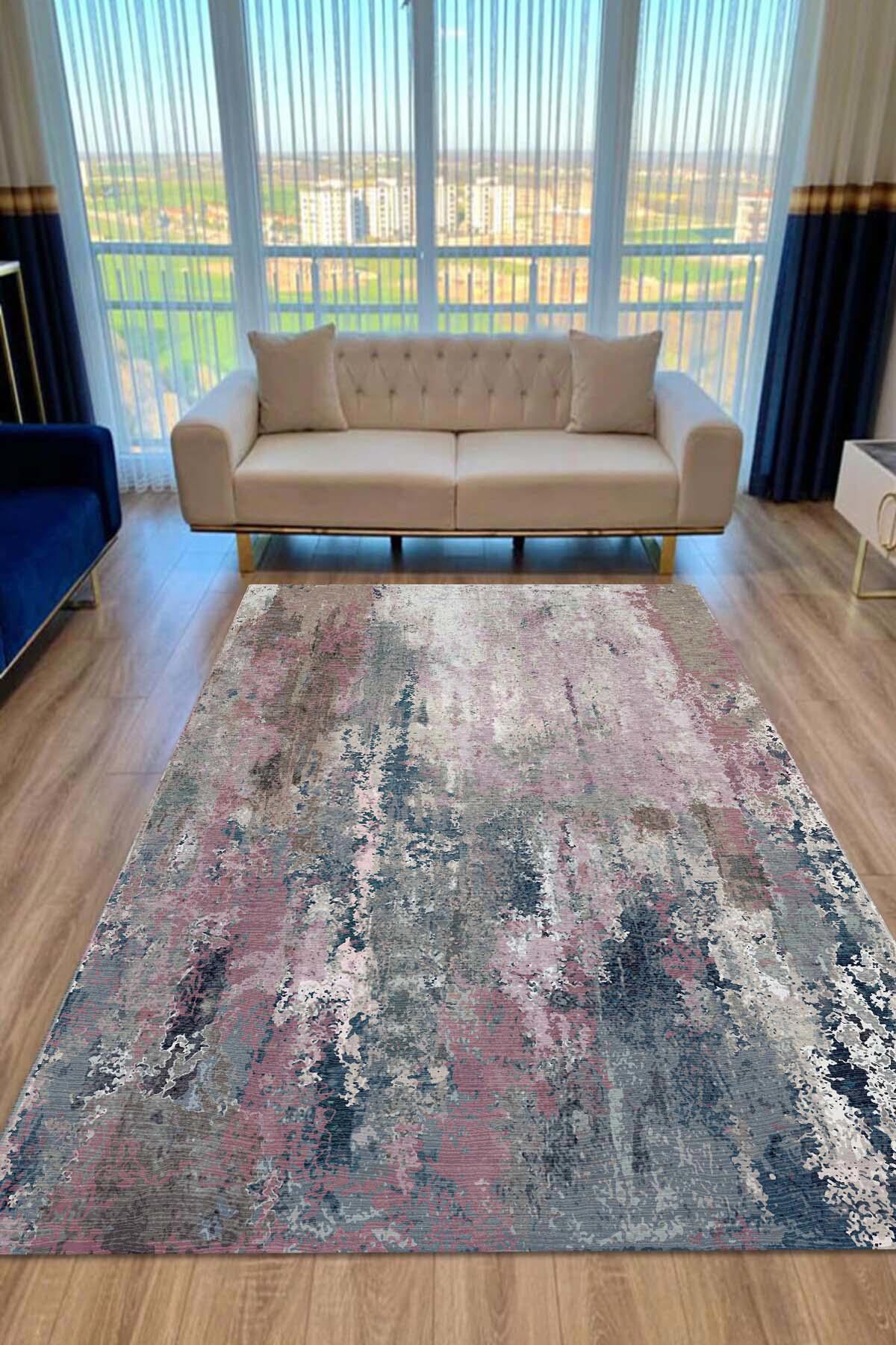İlyaki Home Fernanda Krem 0.8 mm Pamuk Antibakteriyel Yıkanabilir Kaymaz Dikdörtgen Makine Dokuma Salon Halısı 150x233 cm