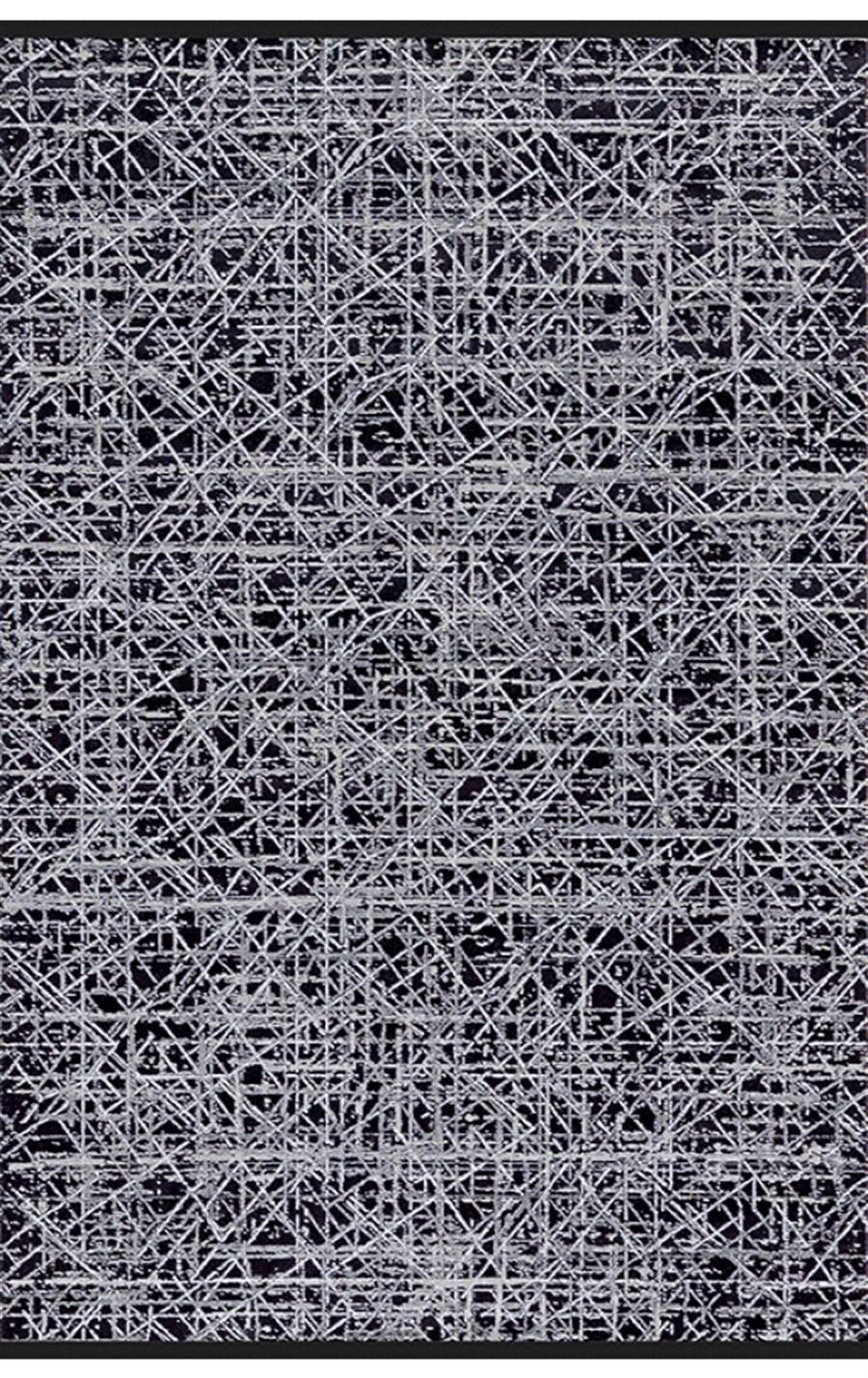Merinos Verona 36745 Siyah 5 mm Akrilik Toz Tutmaz Yıkanabilir Kalın Kaymaz Dikdörtgen Makine Dokuma Salon Halısı 100x150 cm