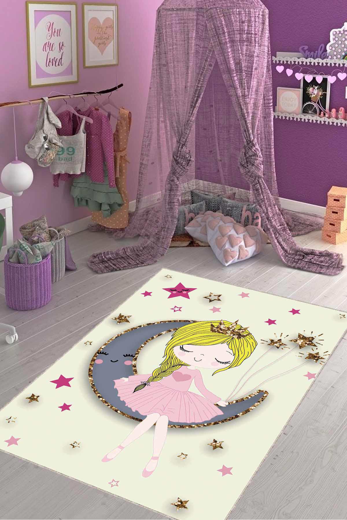Viva Home KD113 Krem 7 mm Mikropolyester Leke tutmaz Yıkanabilir İnce Kaymaz Dot Taban Dikdörtgen Makine Dokuma Salon Halısı 100x300 cm