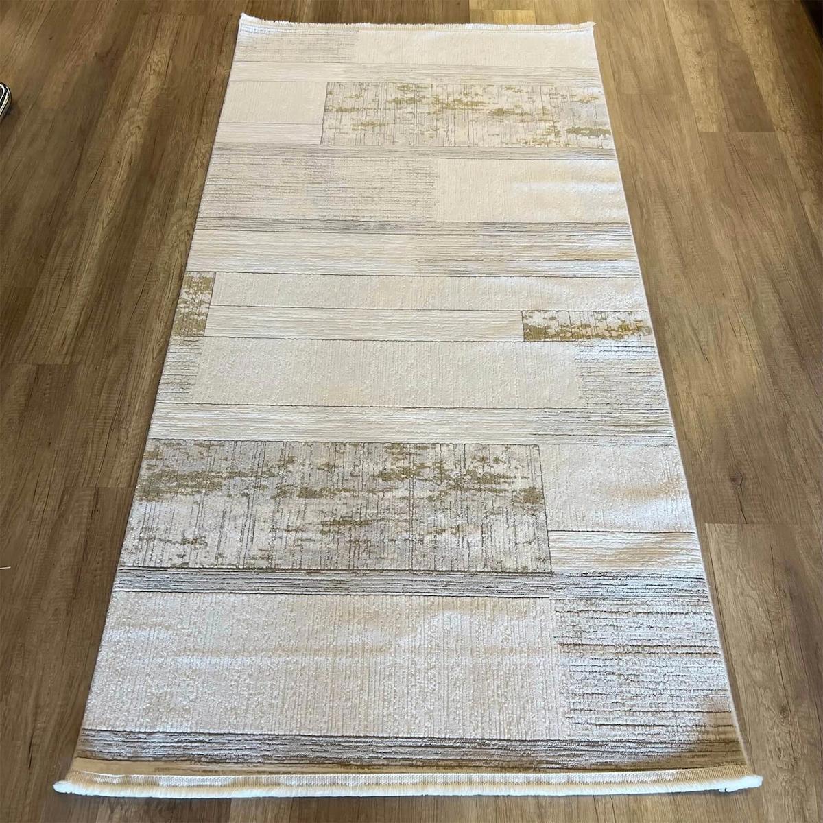 Luxess Halı Valeria 1070 Altın 8 mm Polyester Antibakteriyel Yıkanabilir İnce Kaymaz Dikdörtgen Makine Dokuma Salon Halısı 200x290 cm