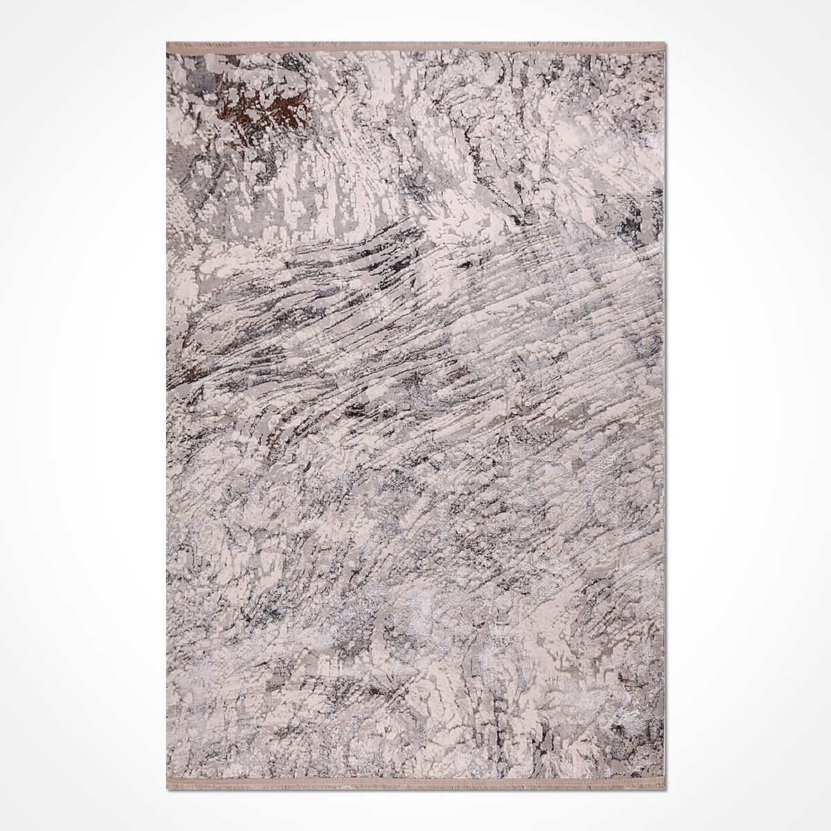 Crea Halı Odessa OP03 Krem 14 mm Polyester Toz Tutmaz Yıkanabilir Kalın Soyut Temalı Dikdörtgen Makine Dokuma Salon Halısı 80x550 cm