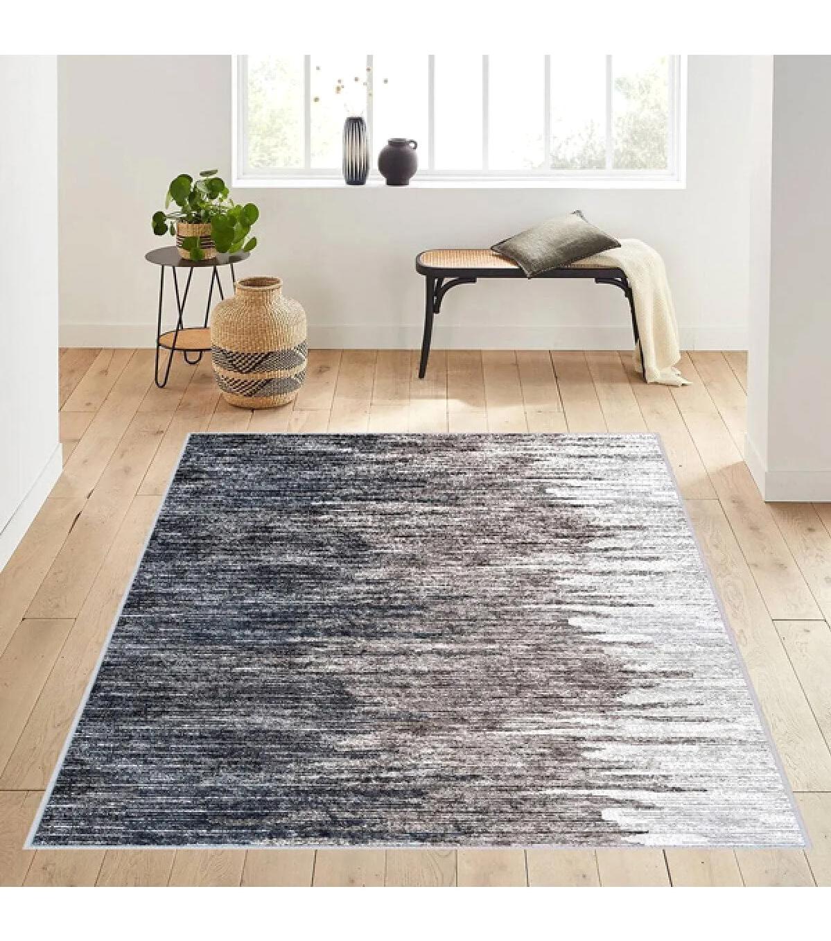 Rovigo Home RVG0196-SD427 Çok Renkli 8 mm Polyester Antibakteriyel Yıkanabilir Orta Kaymaz Dot Taban Dikdörtgen Makine Dokuma Salon Halısı 140x200 cm