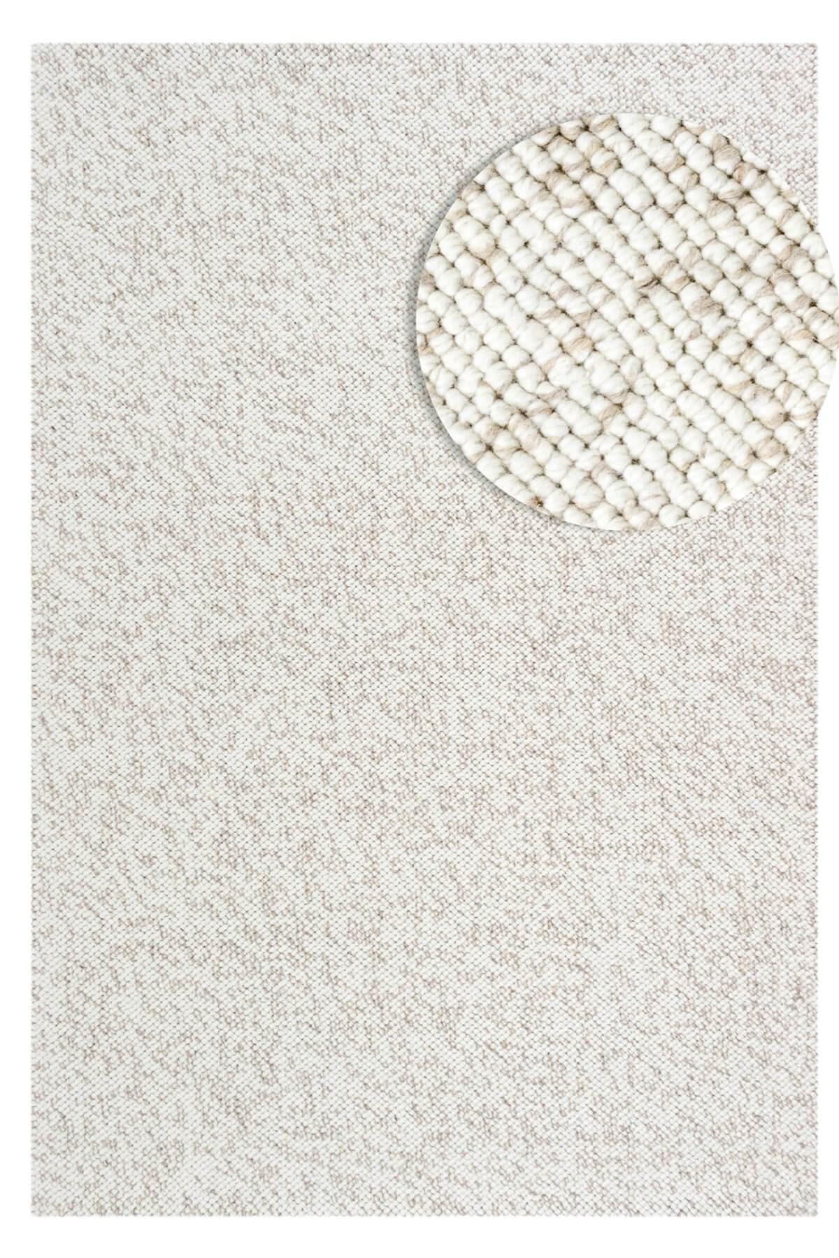 Saraz Halı Krem 12 mm Polyester Antibakteriyel Yıkanabilir Kalın Kaymaz Lateks Taban Dikdörtgen Makine Dokuma Salon Halısı 80x200 cm