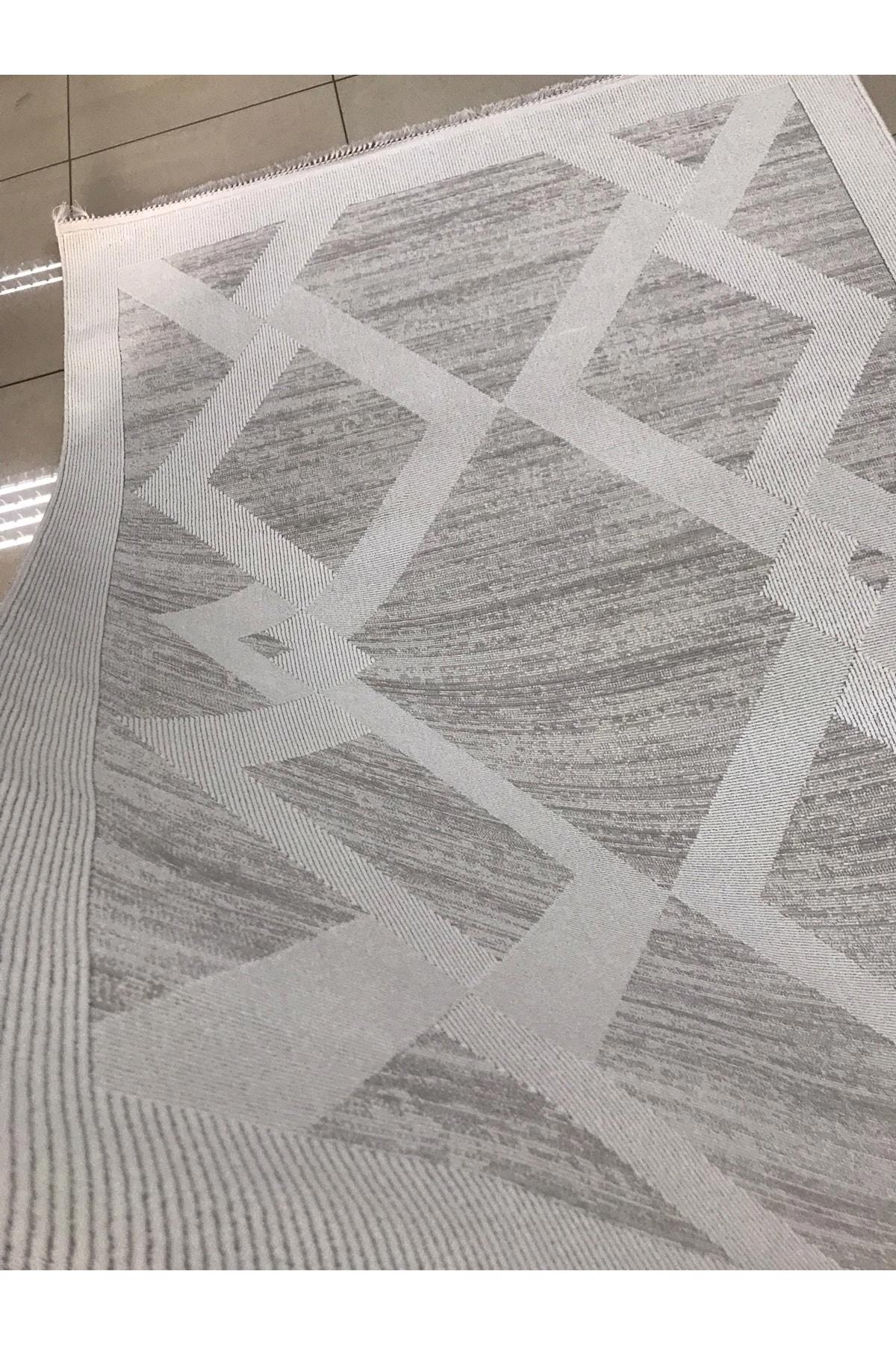 Merinos Rodin 60896 Gri 10 mm Akrilik Toz Tutmaz Yıkanabilir Kalın Kaymaz Dikdörtgen Makine Dokuma Salon Halısı 80x100 cm