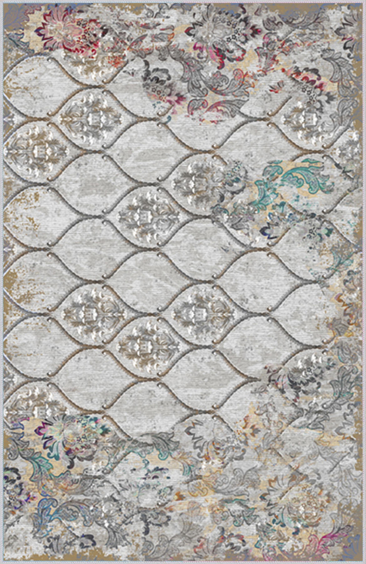 Rovigo Home RVG1346-HT296 Gri 8 mm Polyester Antibakteriyel-Leke Tutmaz-Toz Tutmaz Yıkanabilir İnce Kaymaz Dot Taban Dikdörtgen Makine Dokuma Salon Halısı 80x400 cm