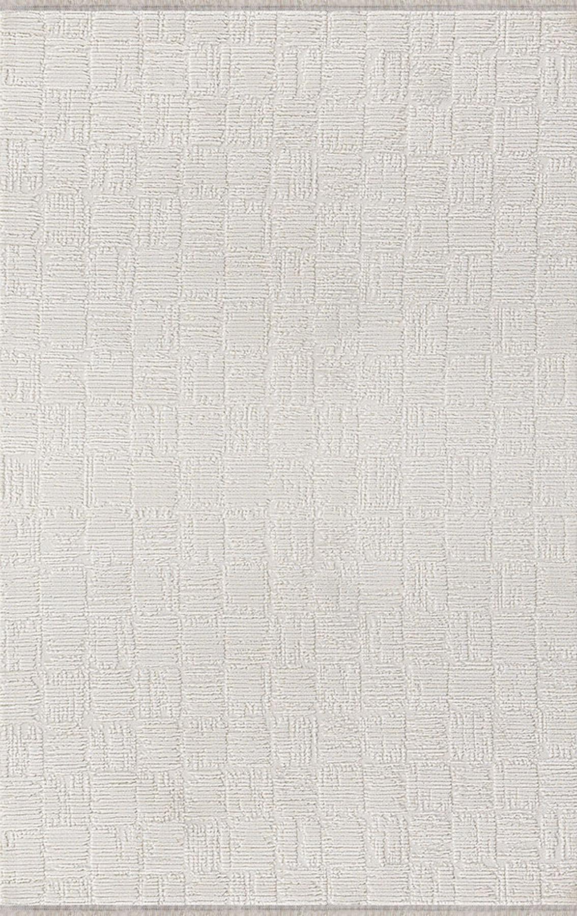 Merinos Therapy 36126 Krem 12 mm Viskon Yumuşak Yıkanabilir Kalın Kaymaz Dot Taban Dikdörtgen Makine Dokuma Salon Halısı 100x300 cm