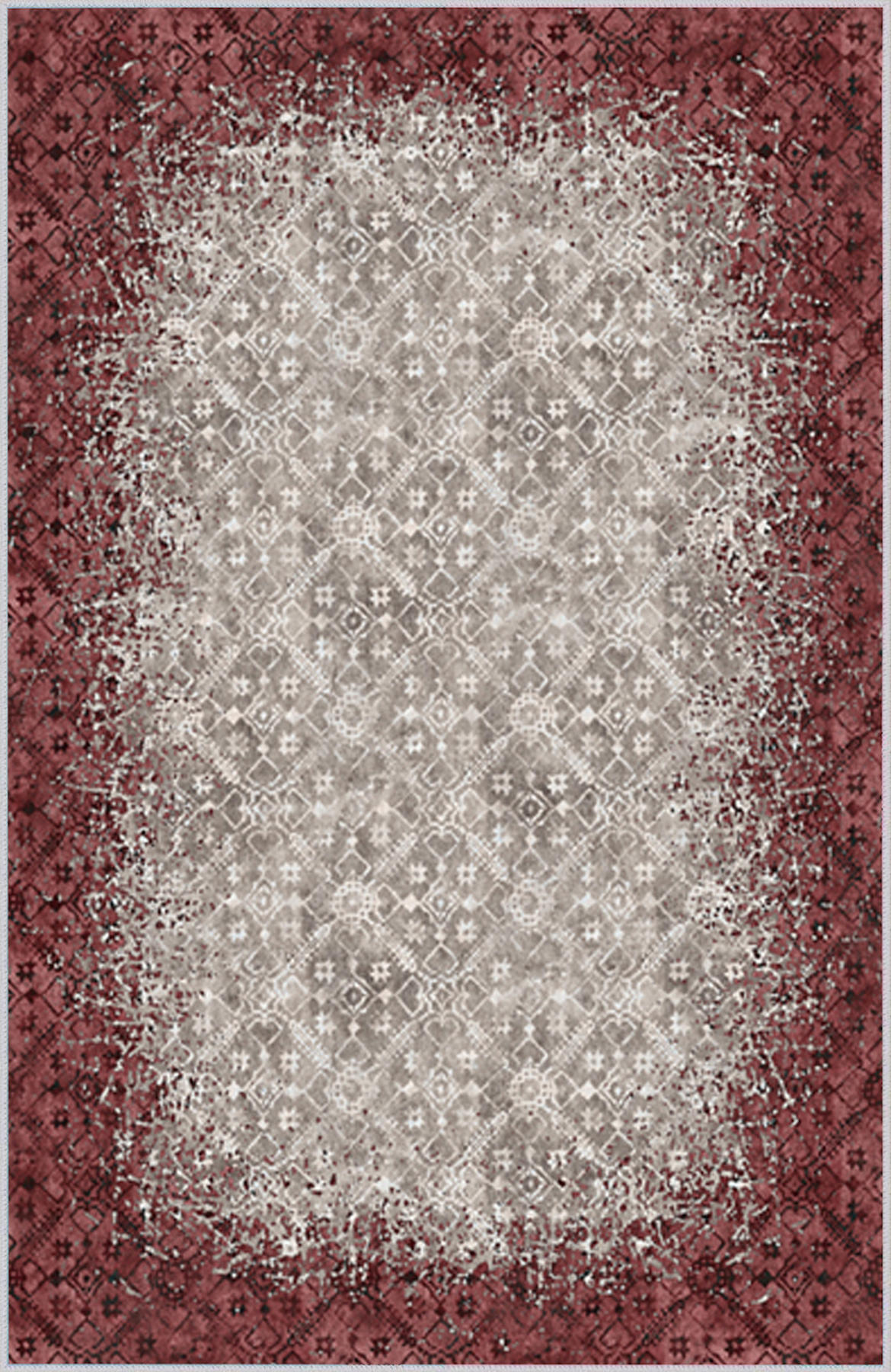 Rovigo Home RVG1648-HT247 Krem 8 mm Polyester Antibakteriyel-Leke Tutmaz-Toz Tutmaz Yıkanabilir İnce Kaymaz Dot Taban Dikdörtgen Makine Dokuma Salon Halısı 100x200 cm