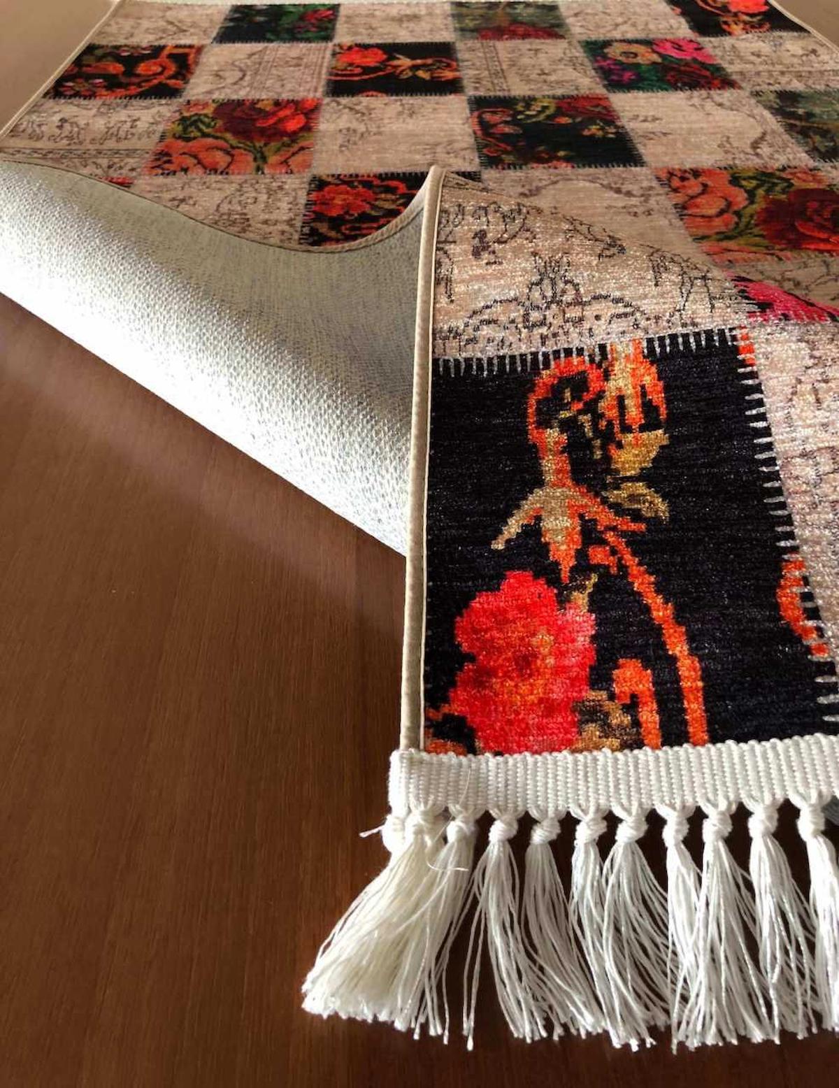 Prizma Home V6001 Çok Renkli Pamuk Toz Tutmaz Yıkanabilir Orta Kaymaz Dikdörtgen Makine Dokuma Oturma Odası-Salon Halısı 180x300 cm